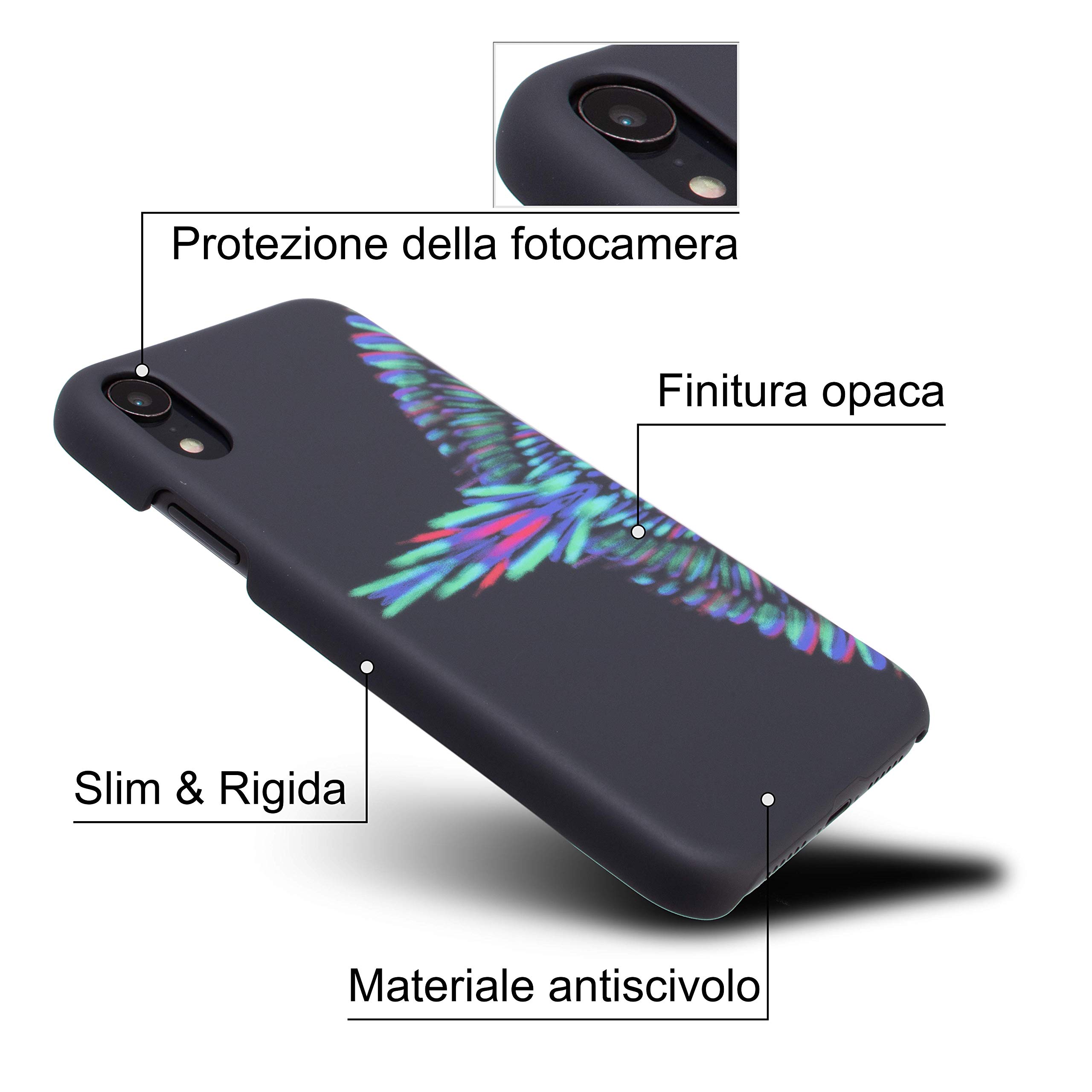 Marcelo Burlon iPhone XR custodia soft touch vetro Asahi 9H