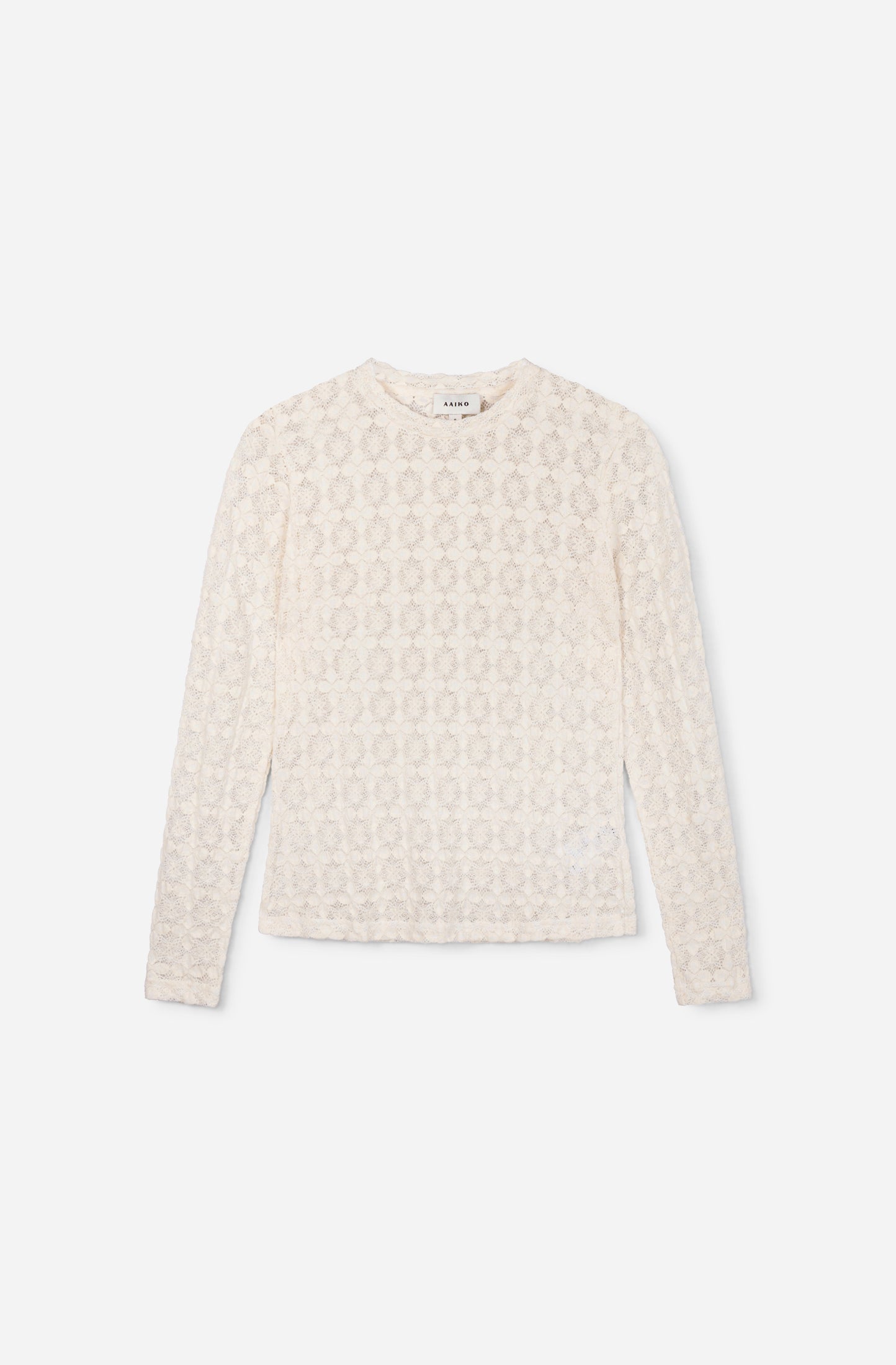 Aaiko Mason Top crema pizzo floreale maniche lunghe