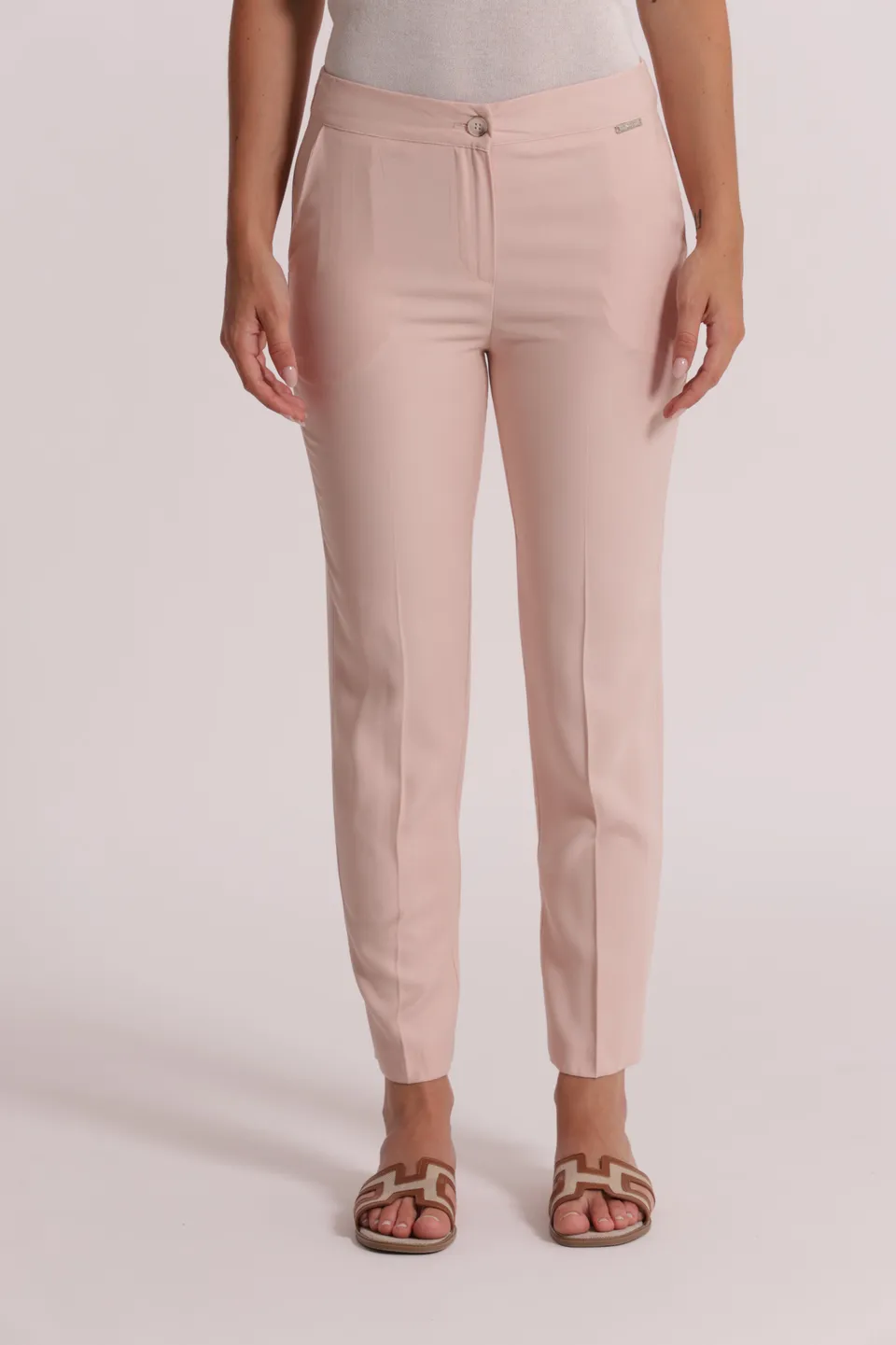 Mimi Mua Pantalone Sigaretta Elastico Dietro Panna
