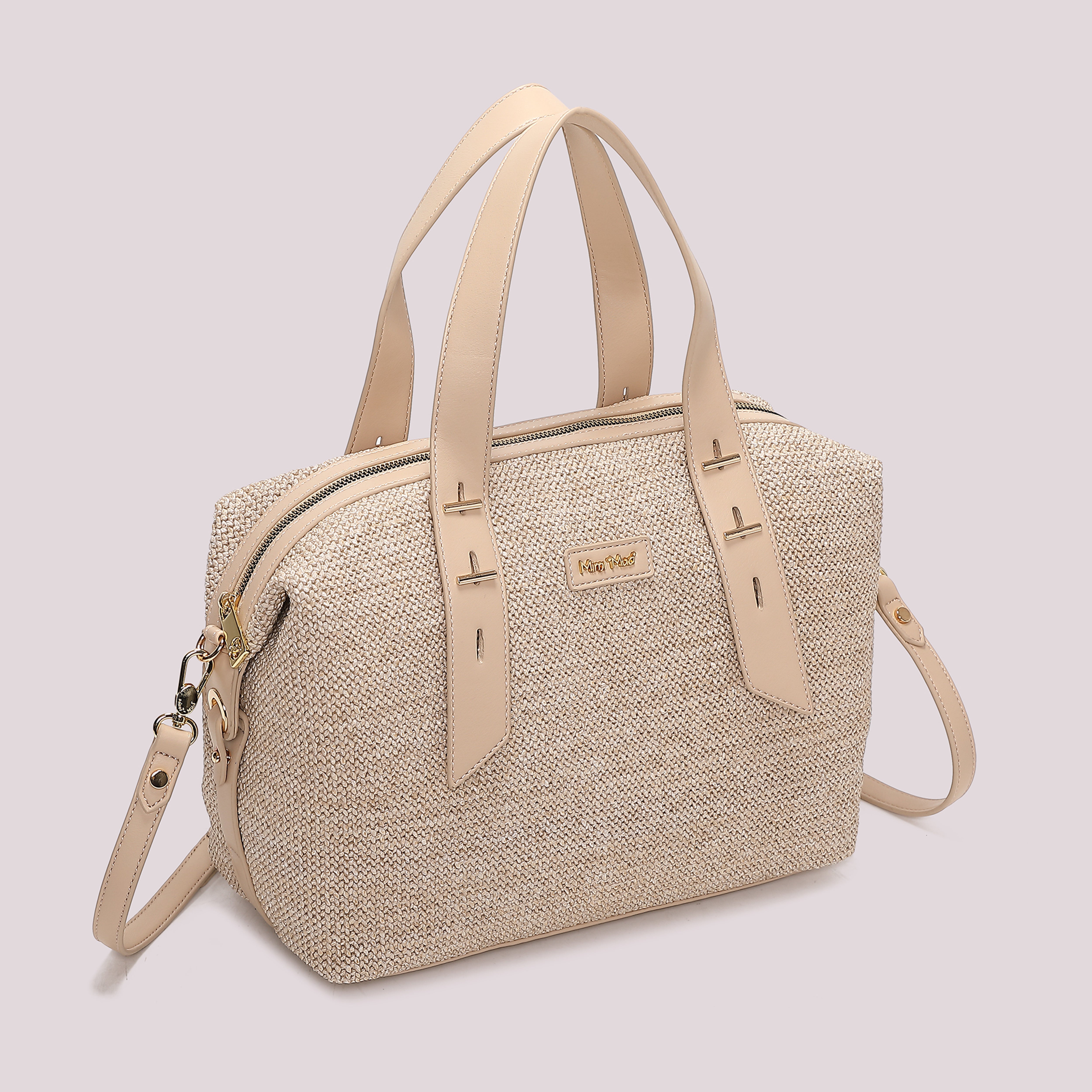 Mimi Mua Borsa Bauletto in Paglia Beige