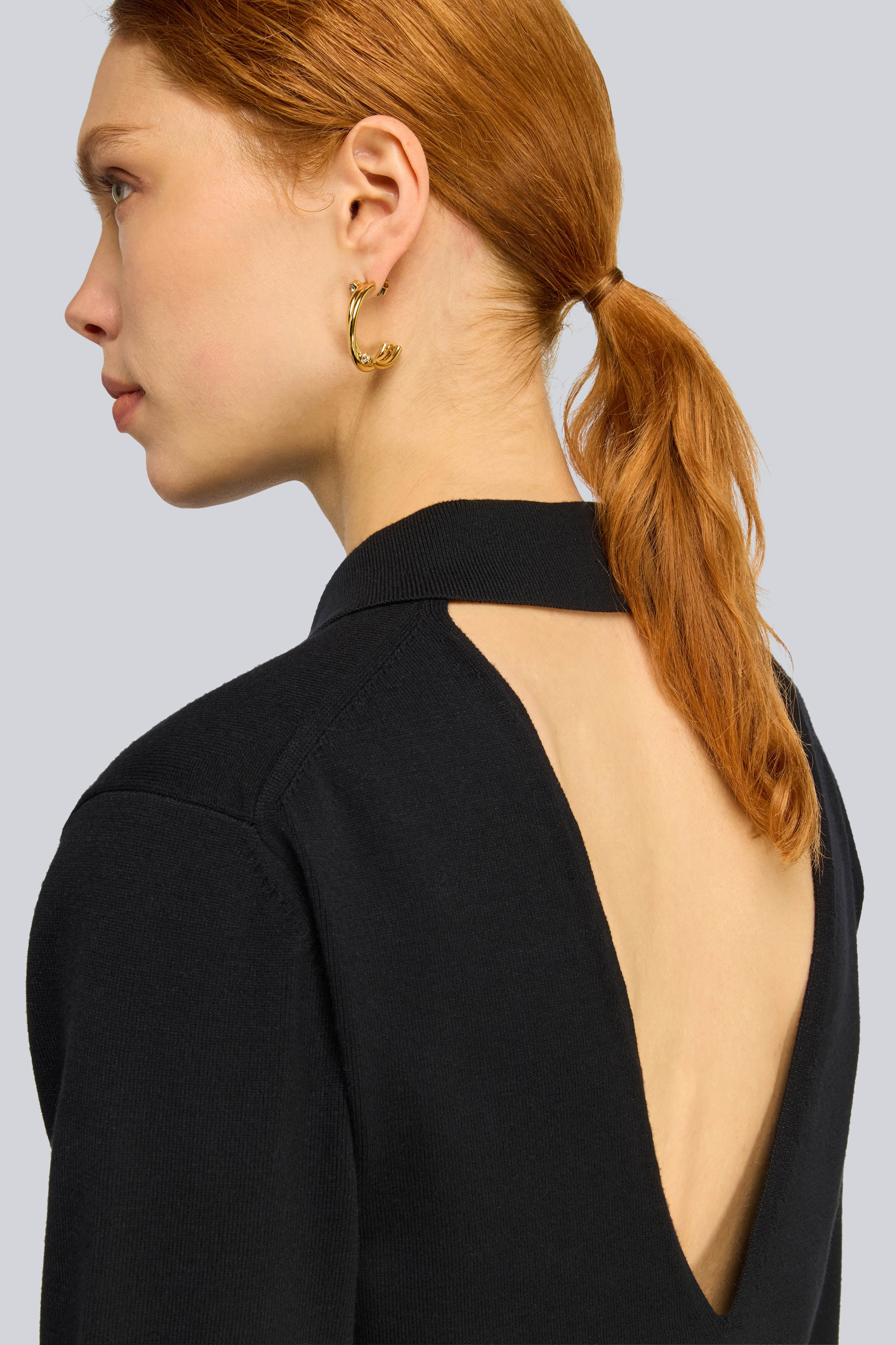 Semicouture Lalla polo nero viscosa con zip