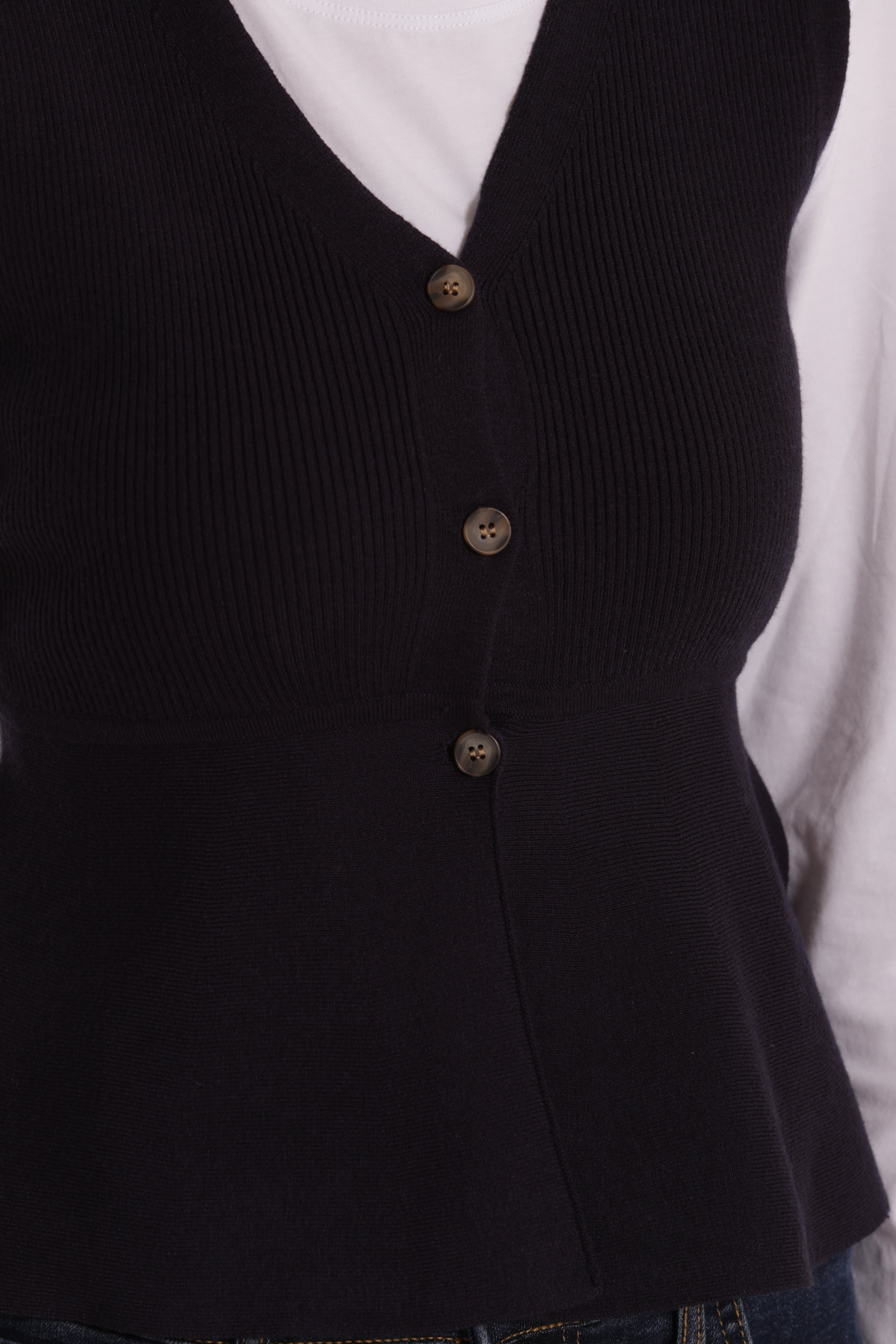 Mimi Mua Svasato Bottoni gilet nero in maglia