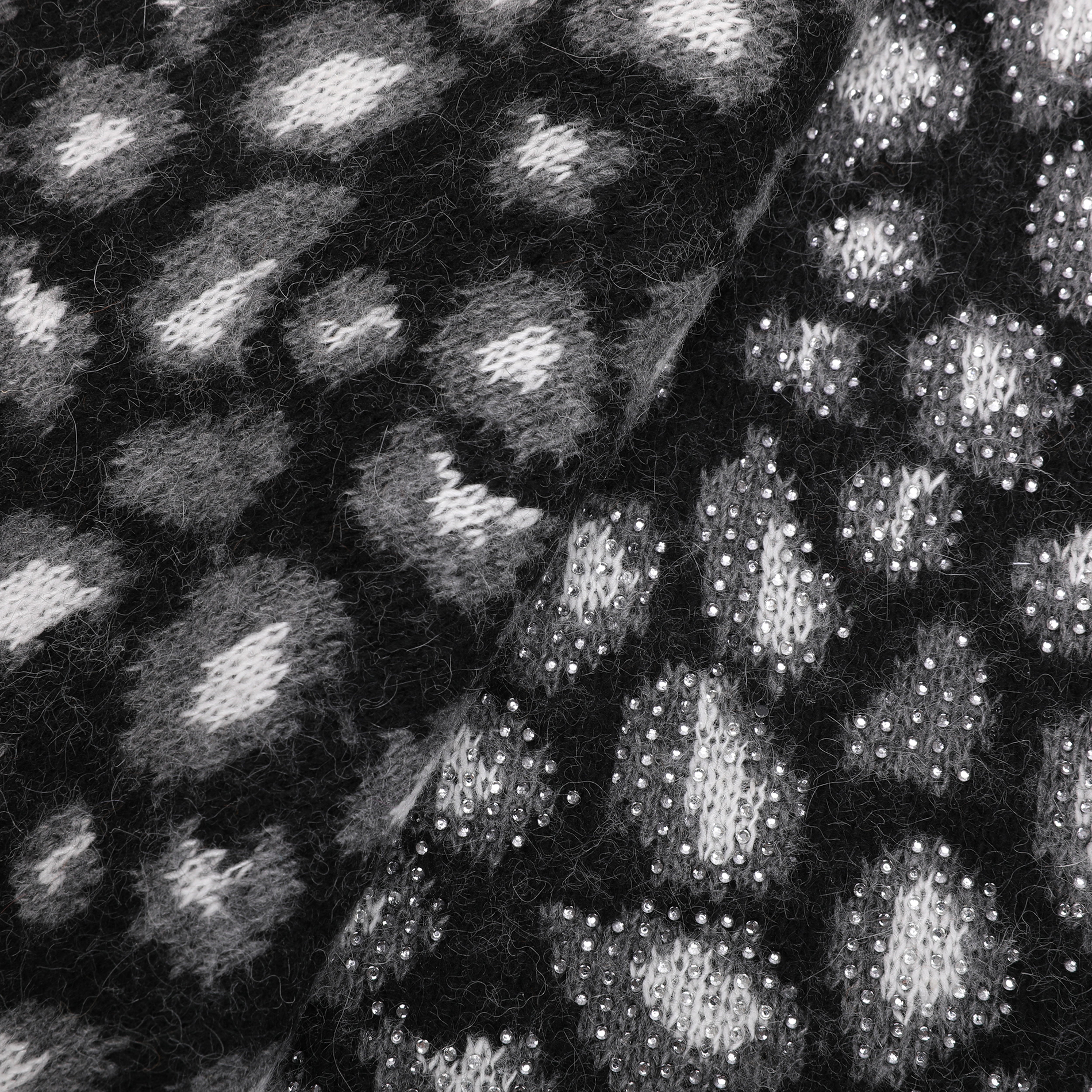 Mimi Mua Sciarpa Leopardata Strass Nero