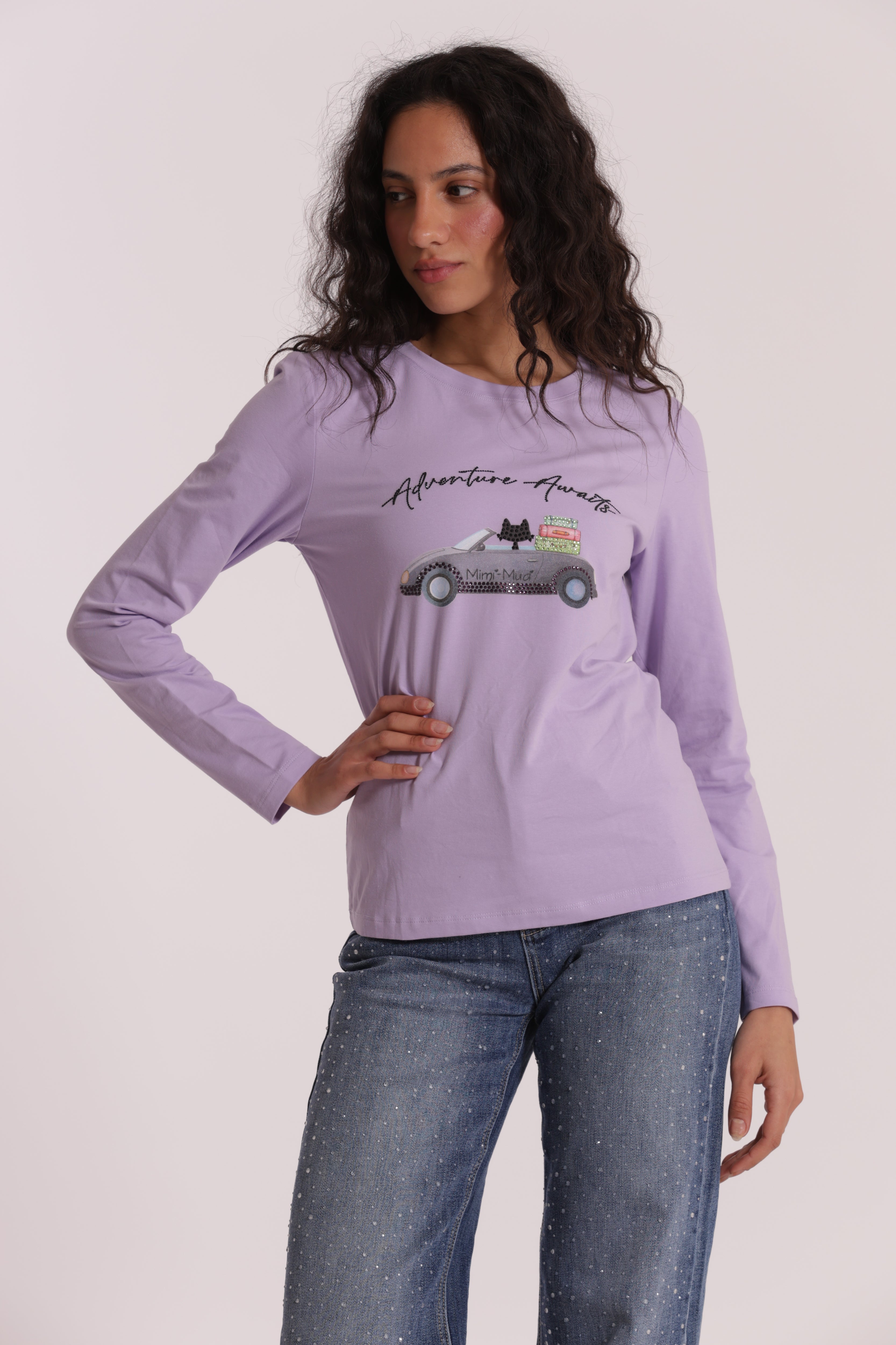 Mimi Mua T-Shirt Adventure Awaits Bianca Cotone