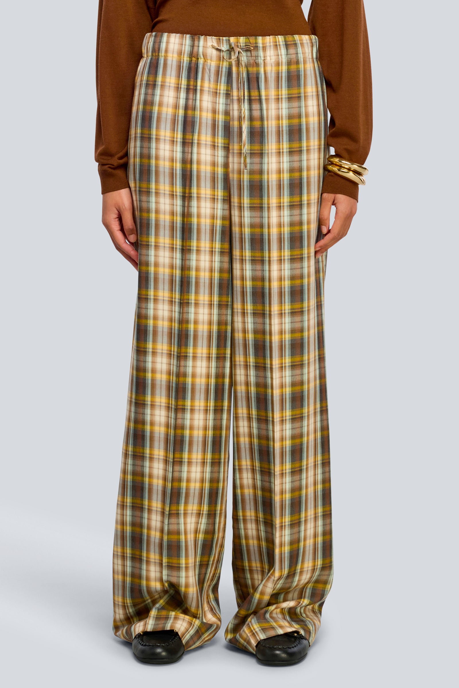 Semicouture Selene pantalone check canyon-nuvola