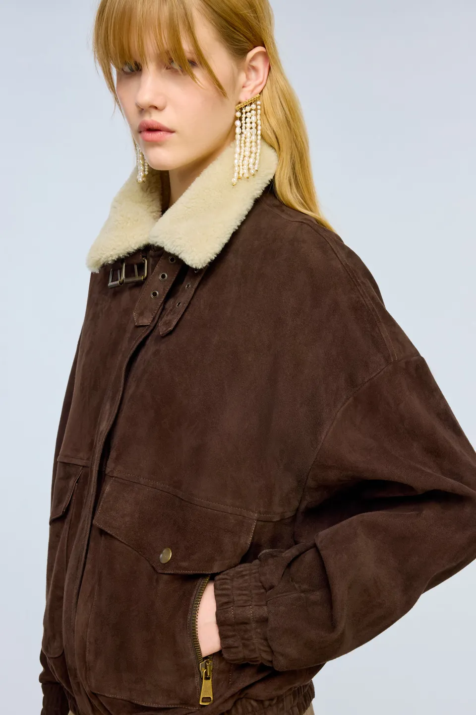 Semicouture Gloria giacca camoscio moka