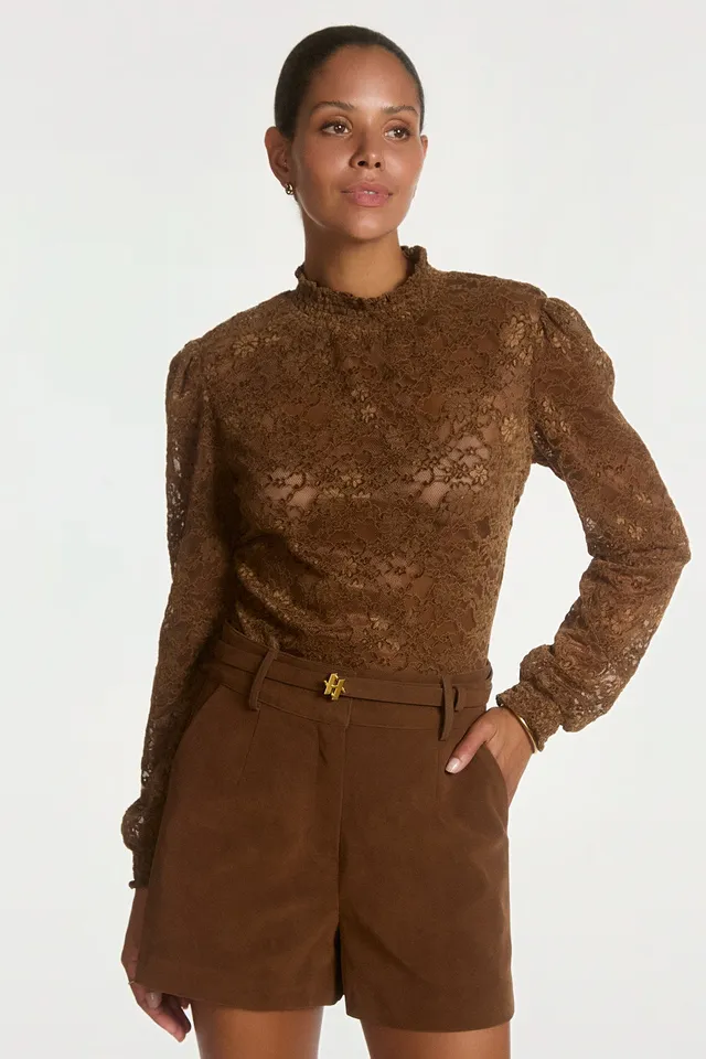 Aaiko Lisa shorts marrone Brown Sugar scamosciati