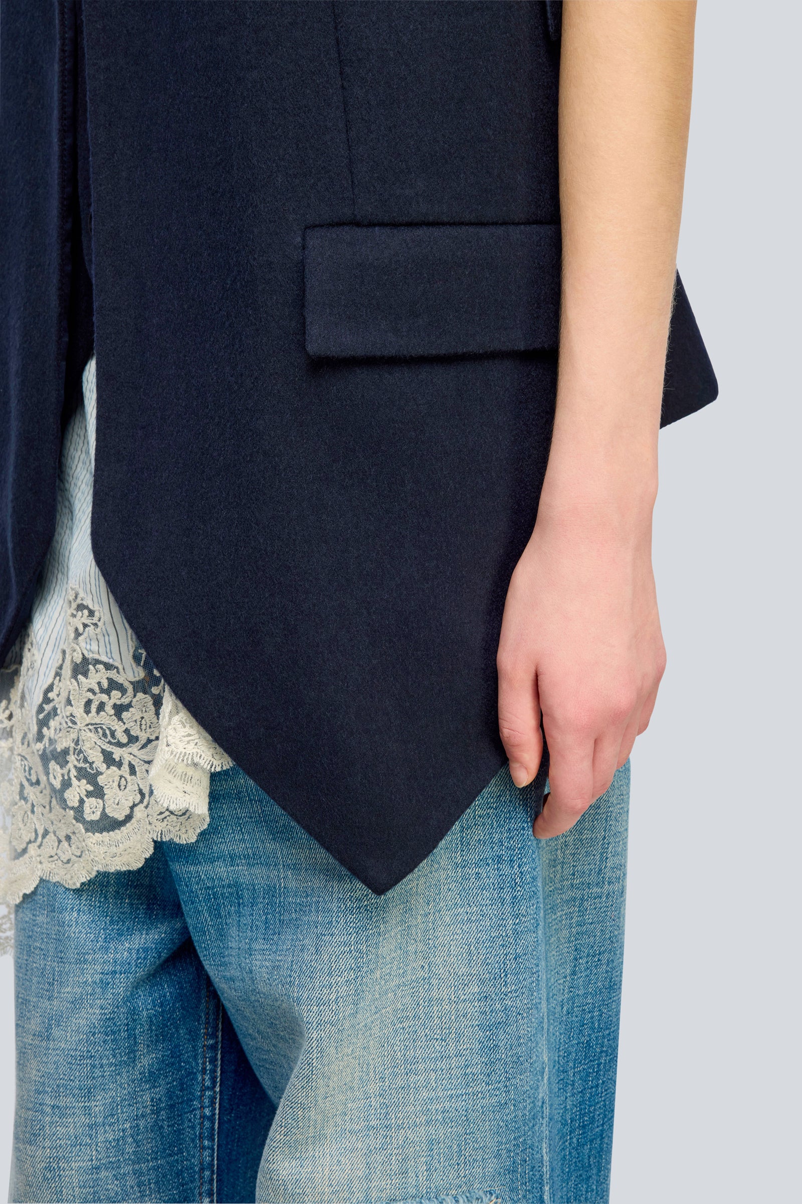 Semicouture May gilet sartoriale panno blu doppio leggero