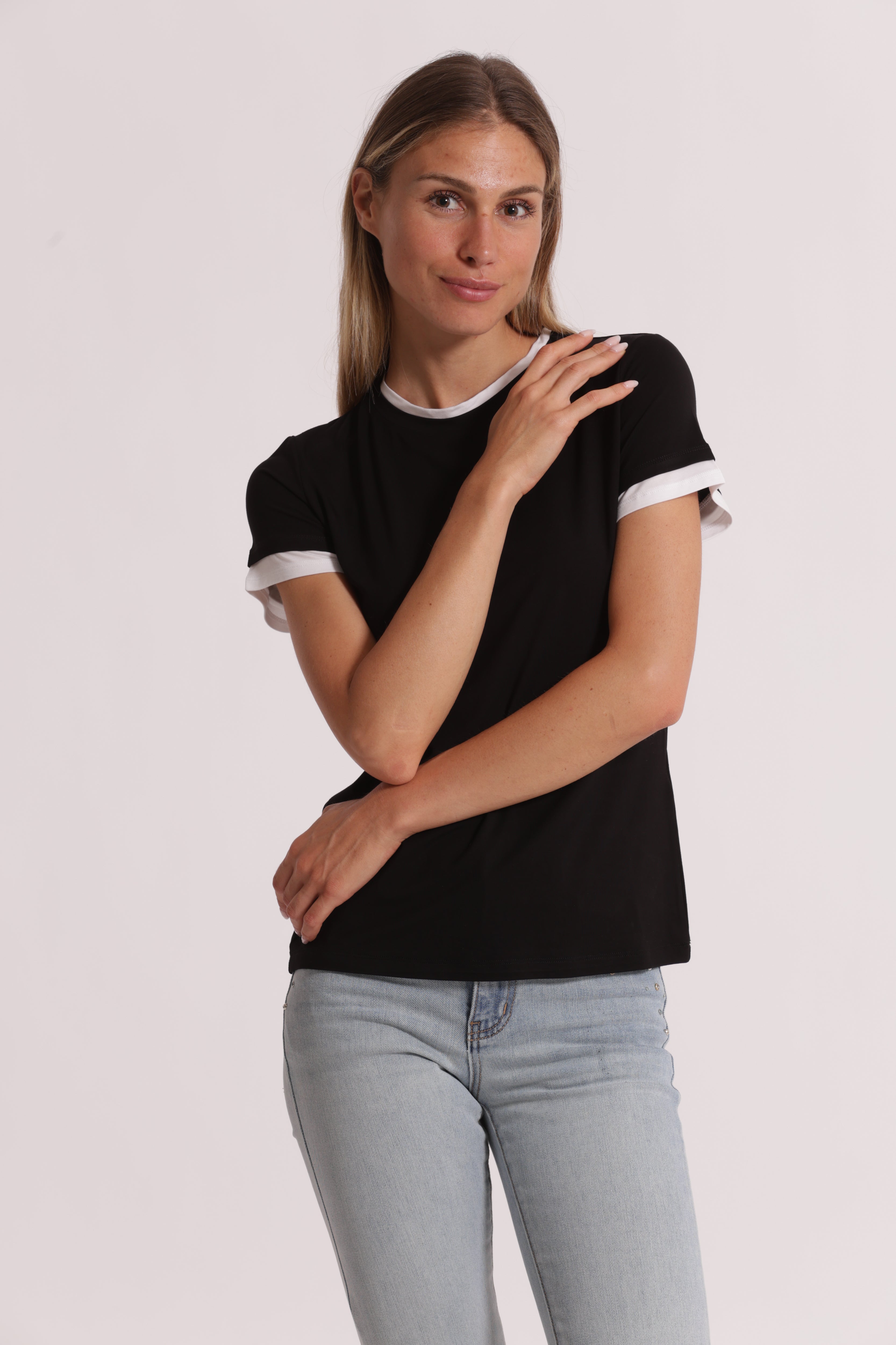Mimi Mua T-Shirt Bordi a Contrasto maglietta viscosa