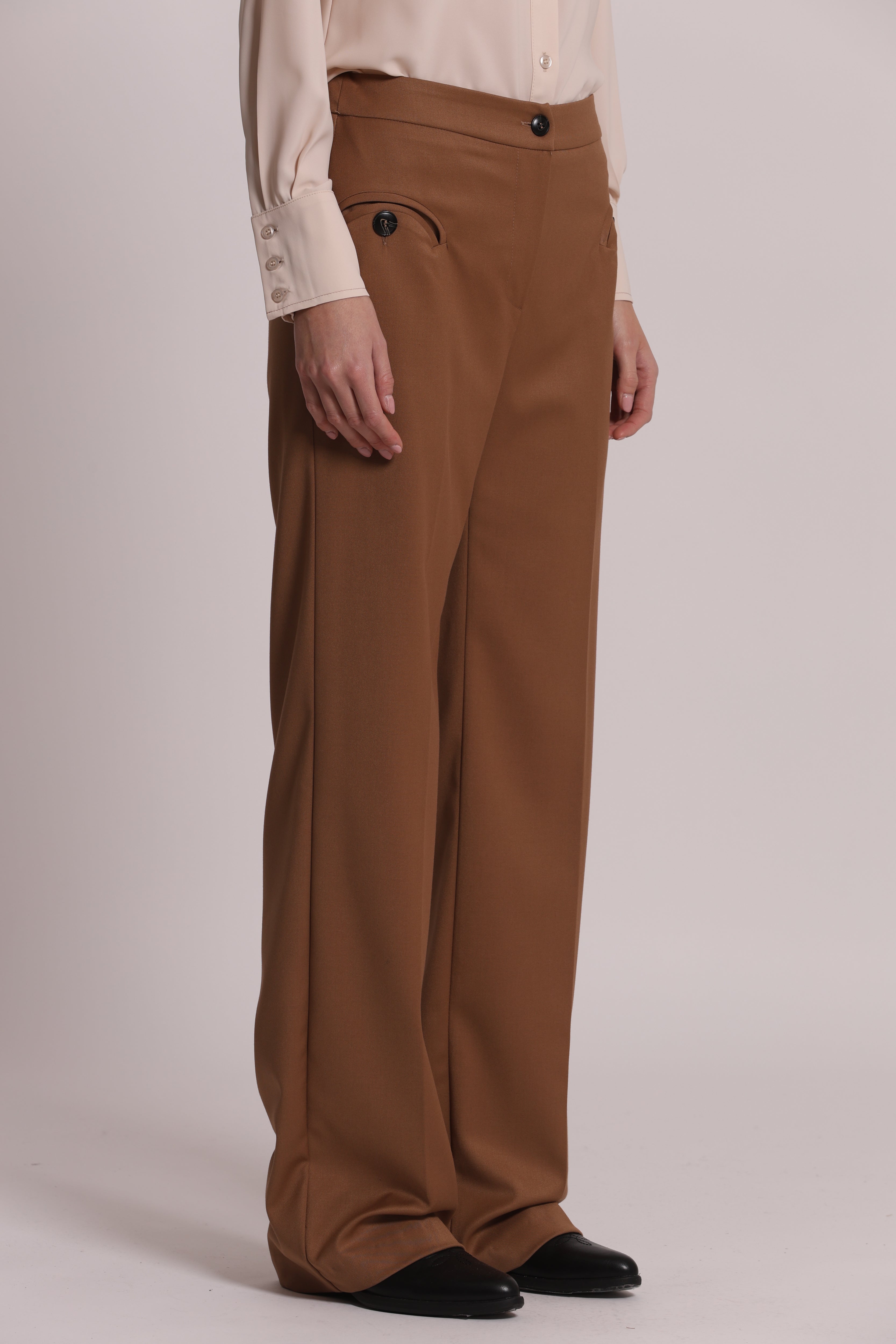 Mimi Mua Palazzo Vanz Pantalone Nero a Gamba Larga
