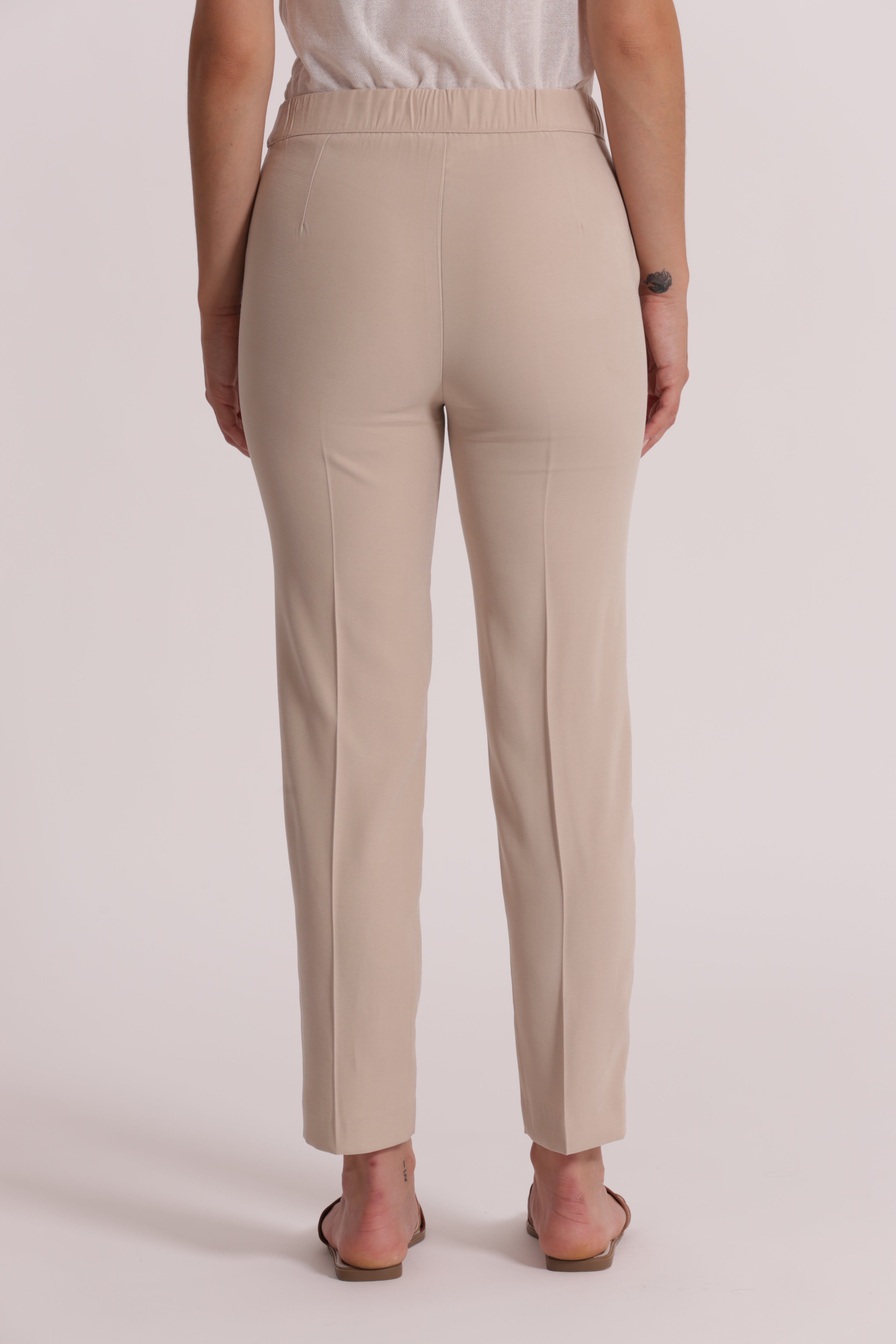Mimi Mua Pantalone Sigaretta Elastico Dietro Panna