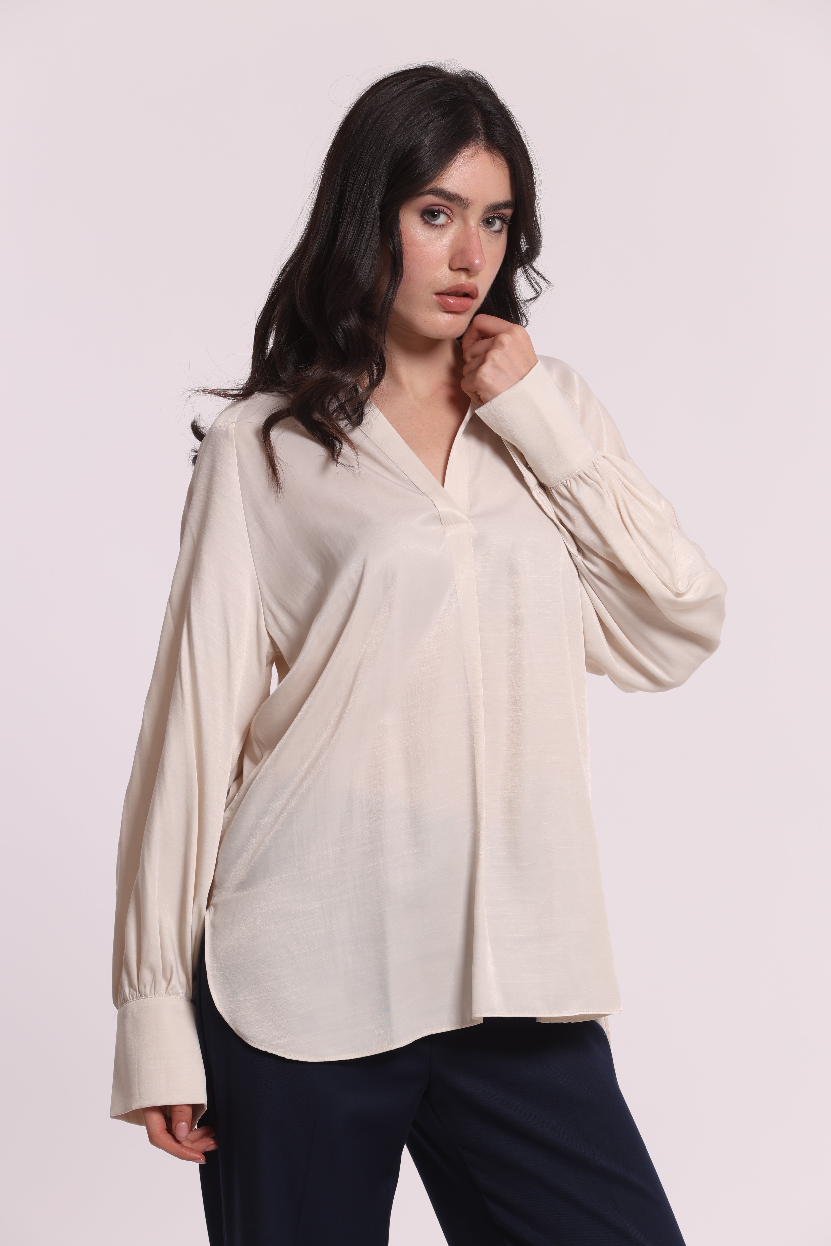Mimi Mua Blusa Scollo a V Mano Seta blusa nero