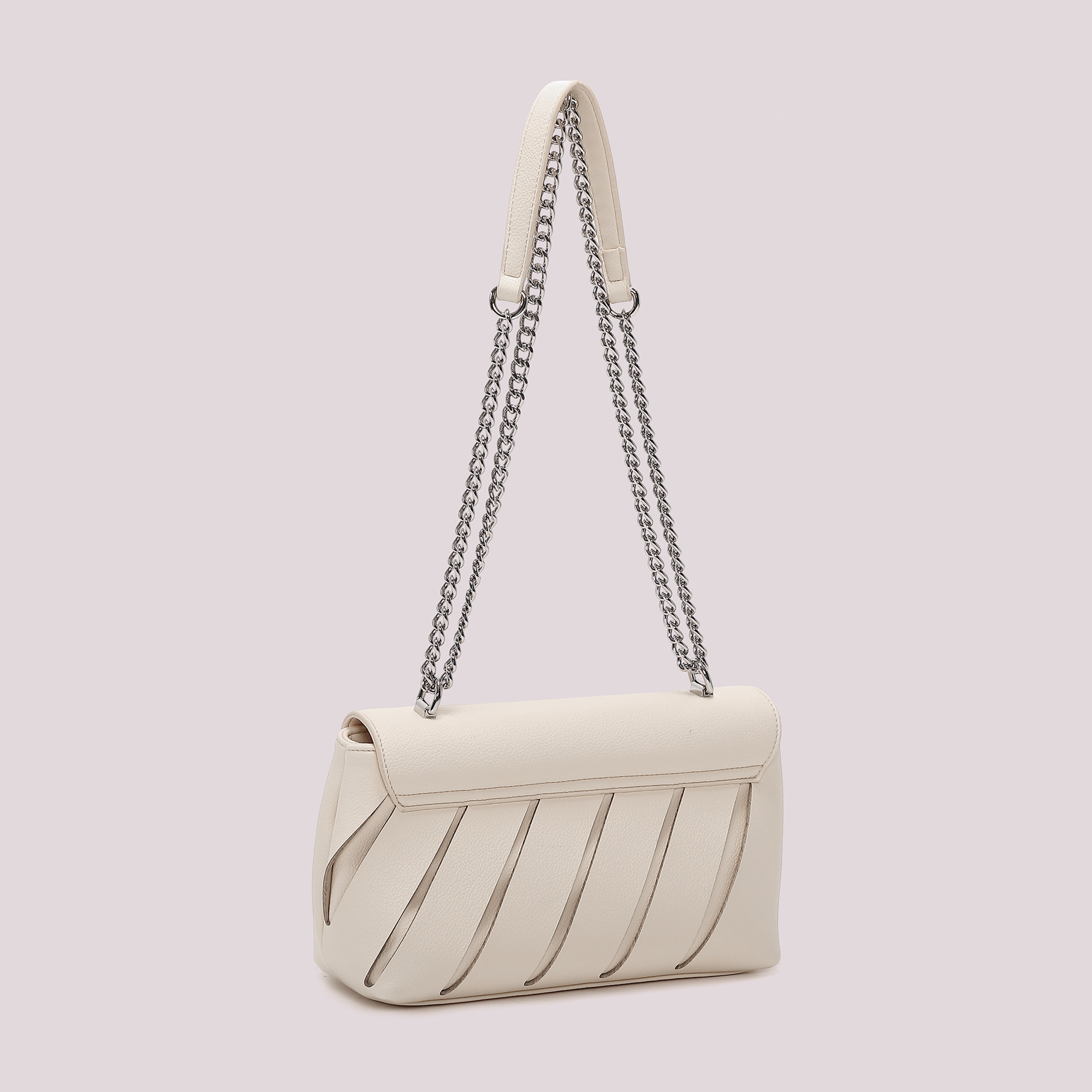 Mimi Mua Borsa Tracolla Tagli Diagonali Panna Ecopelle