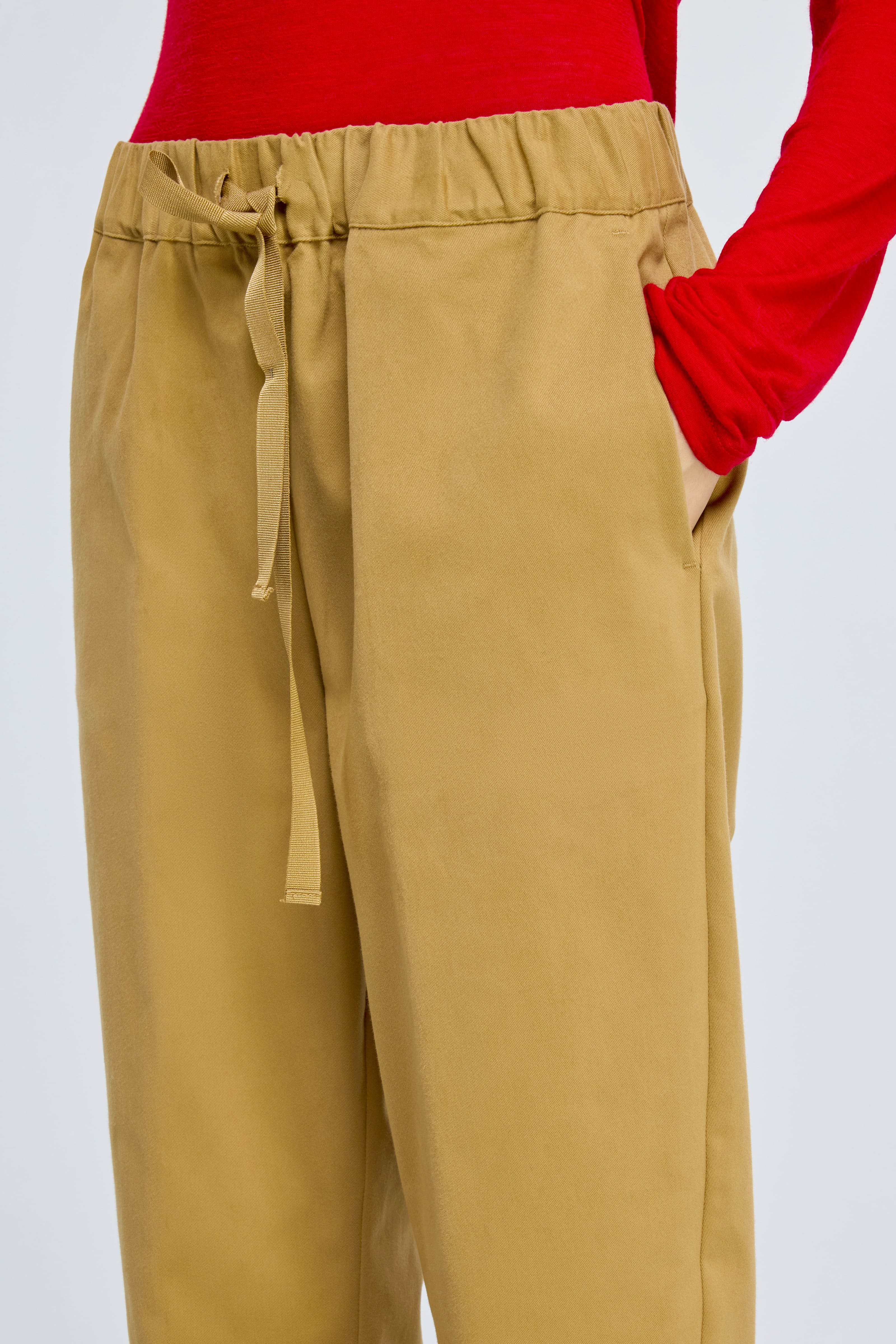 Semicouture Buddy pantalone gabardina cammello coulisse
