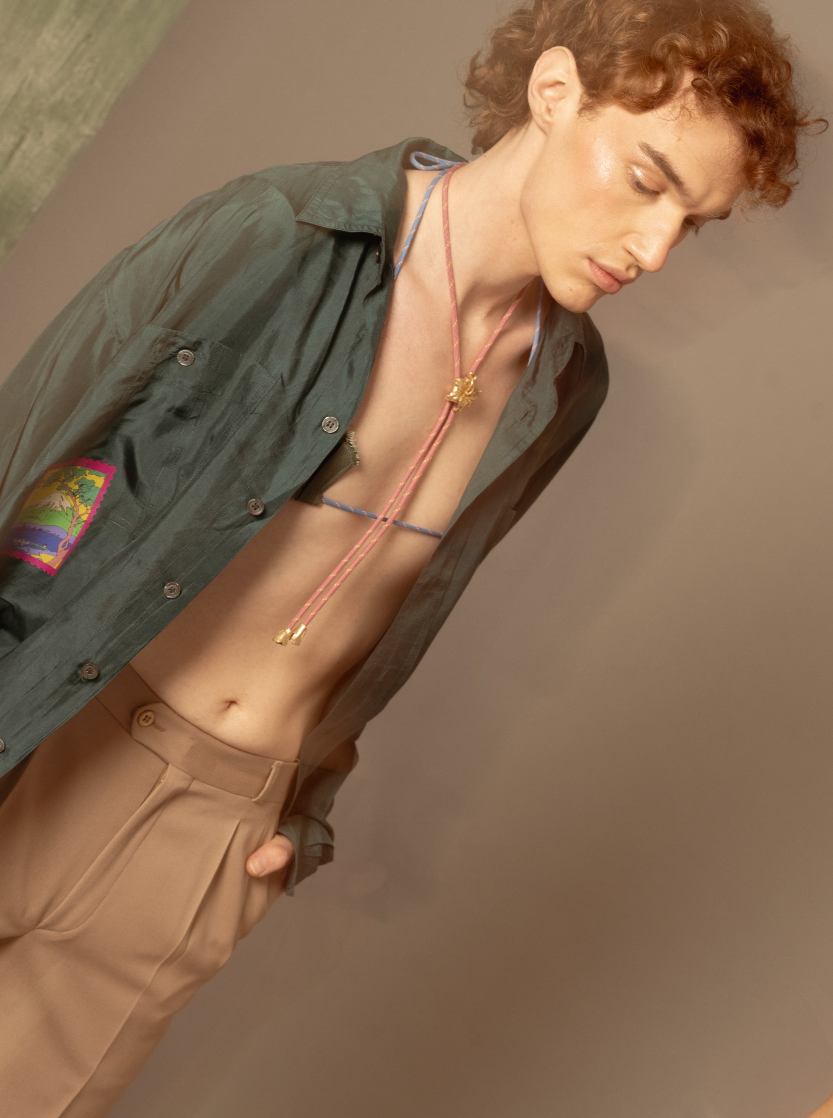 Giglio Tigrato Giglio's Bolo Tie Pink String gioiello bronzo