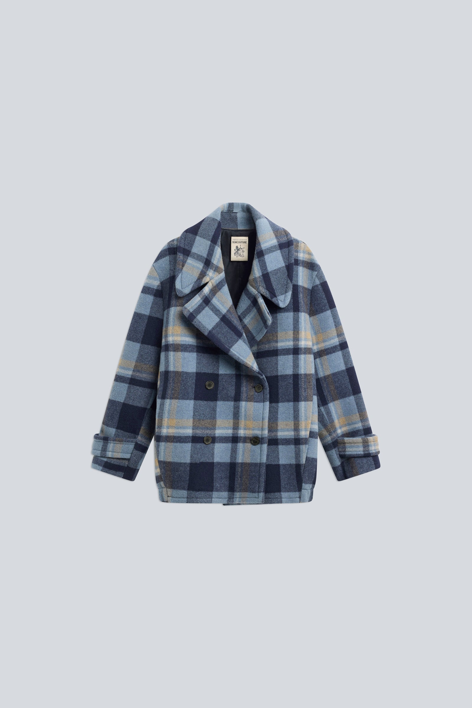 Semicouture Lizzy cappotto panno check atlantico