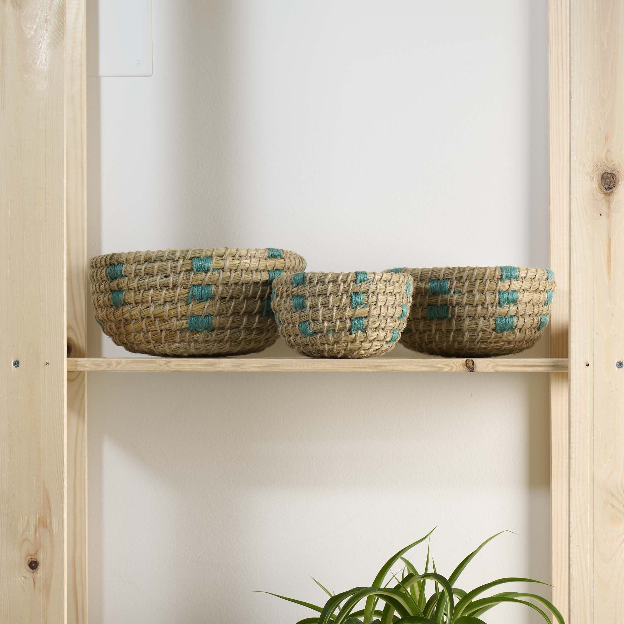 On Earth Teal set 3 cesti juta turchese impilabili