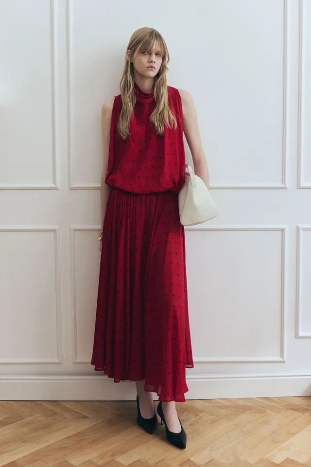 Semicouture Connie gonna georgette pois