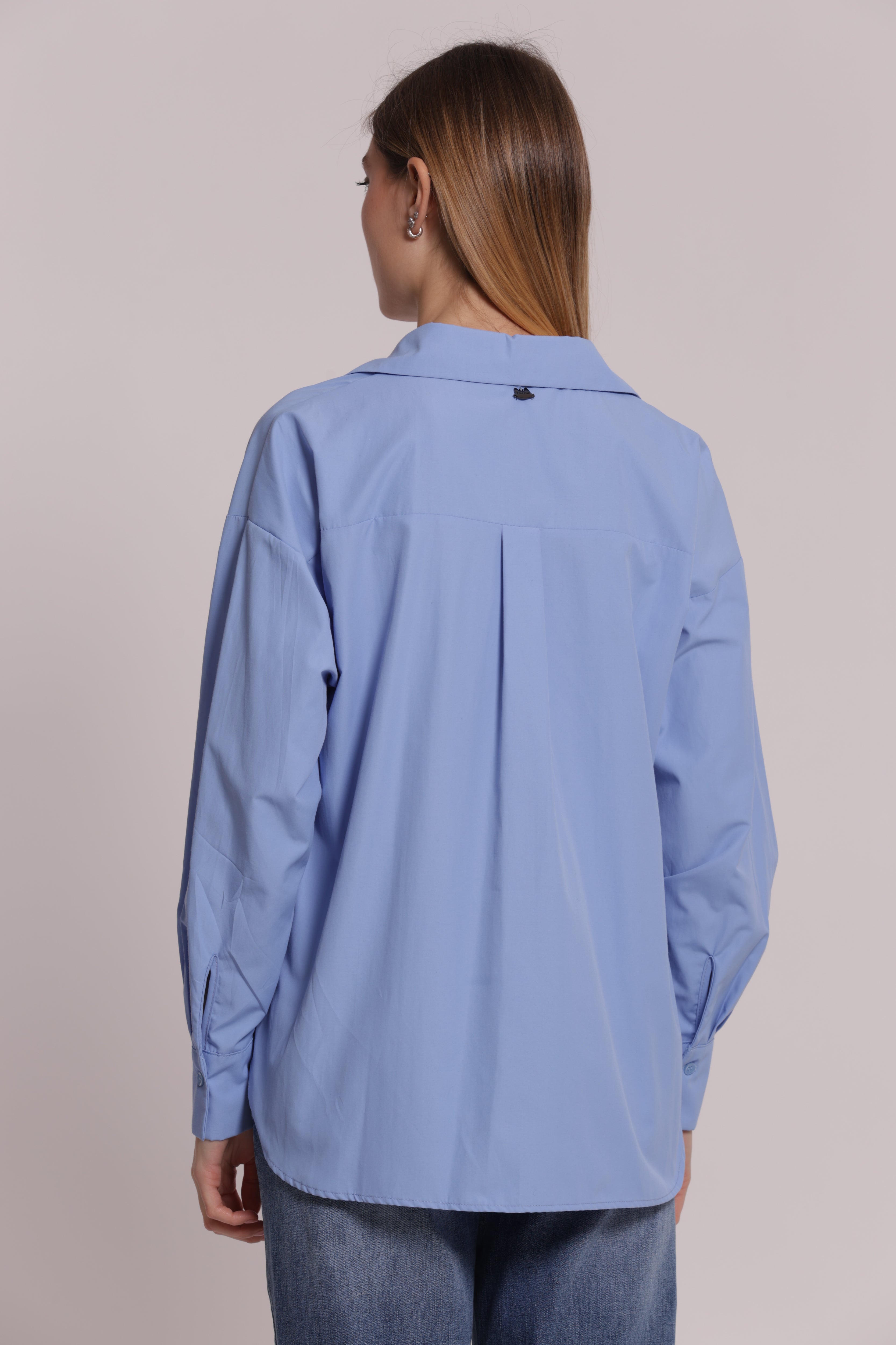 Mimi Mua Blusa Fiocco Frontale Bianco in Misto Cotone