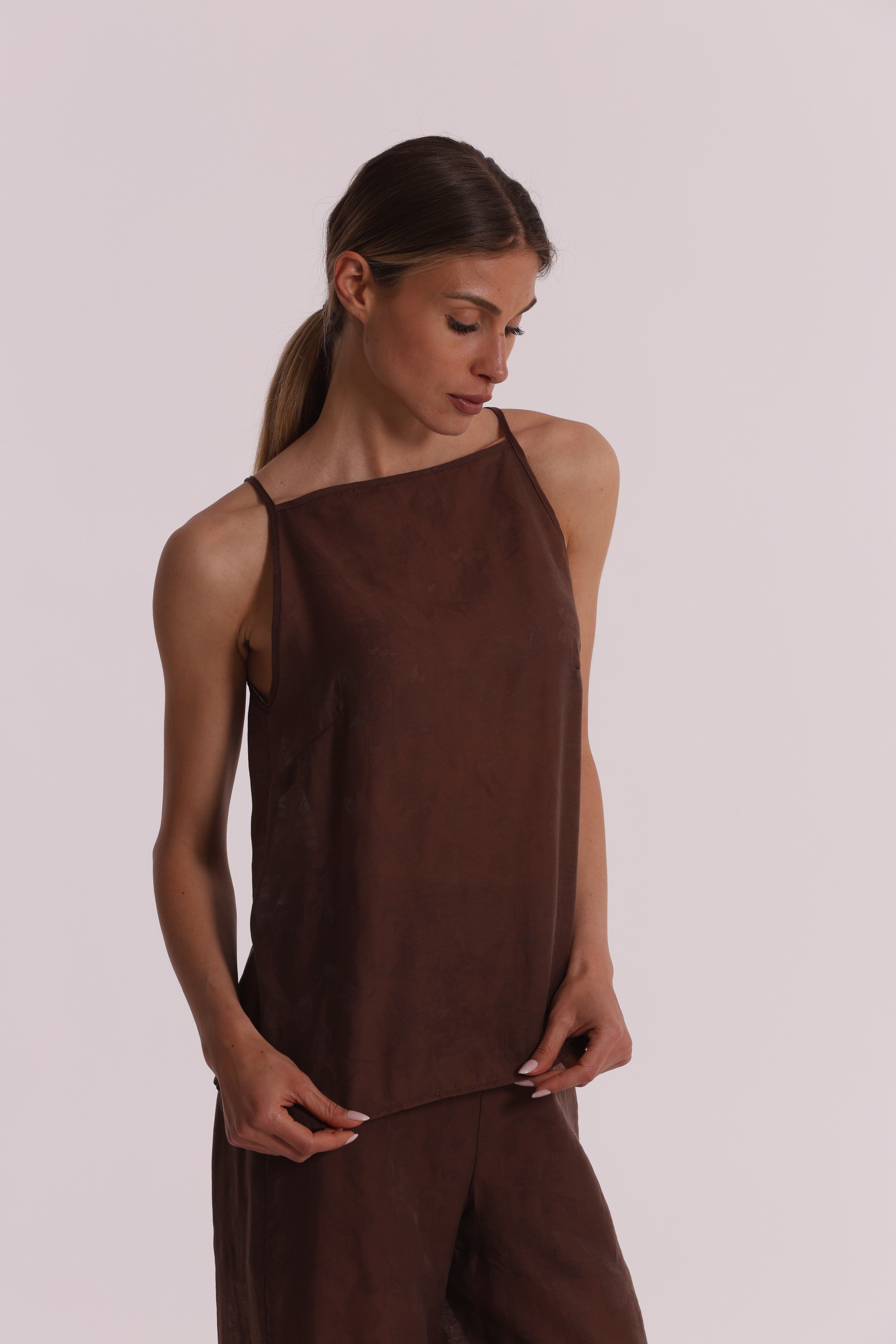 Mimi Mua Top Jacquard in Lyocell Rosa