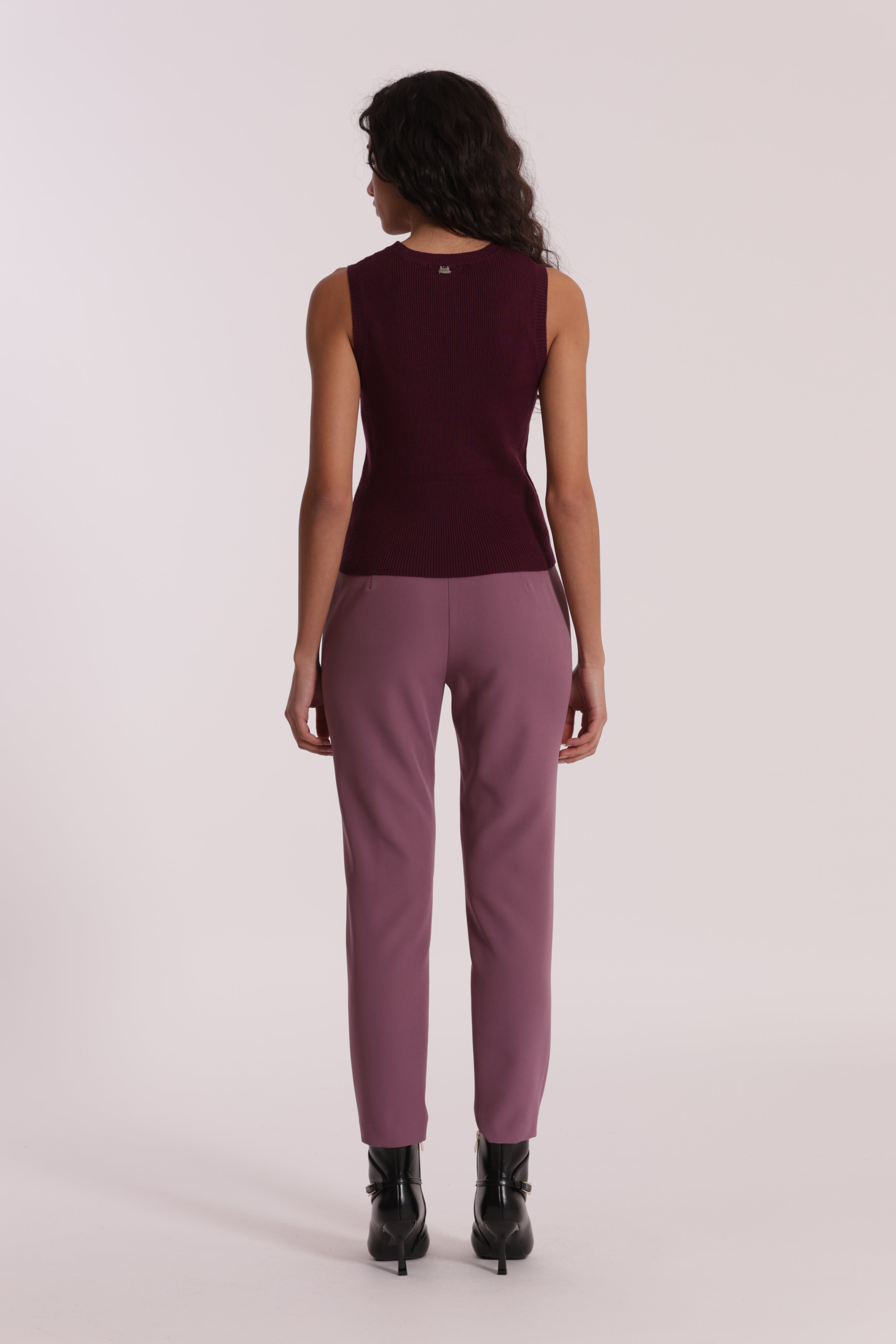 Mimi Mua Pantalone Sigaretta Tessuto Tecnico Nero Elasticizzato