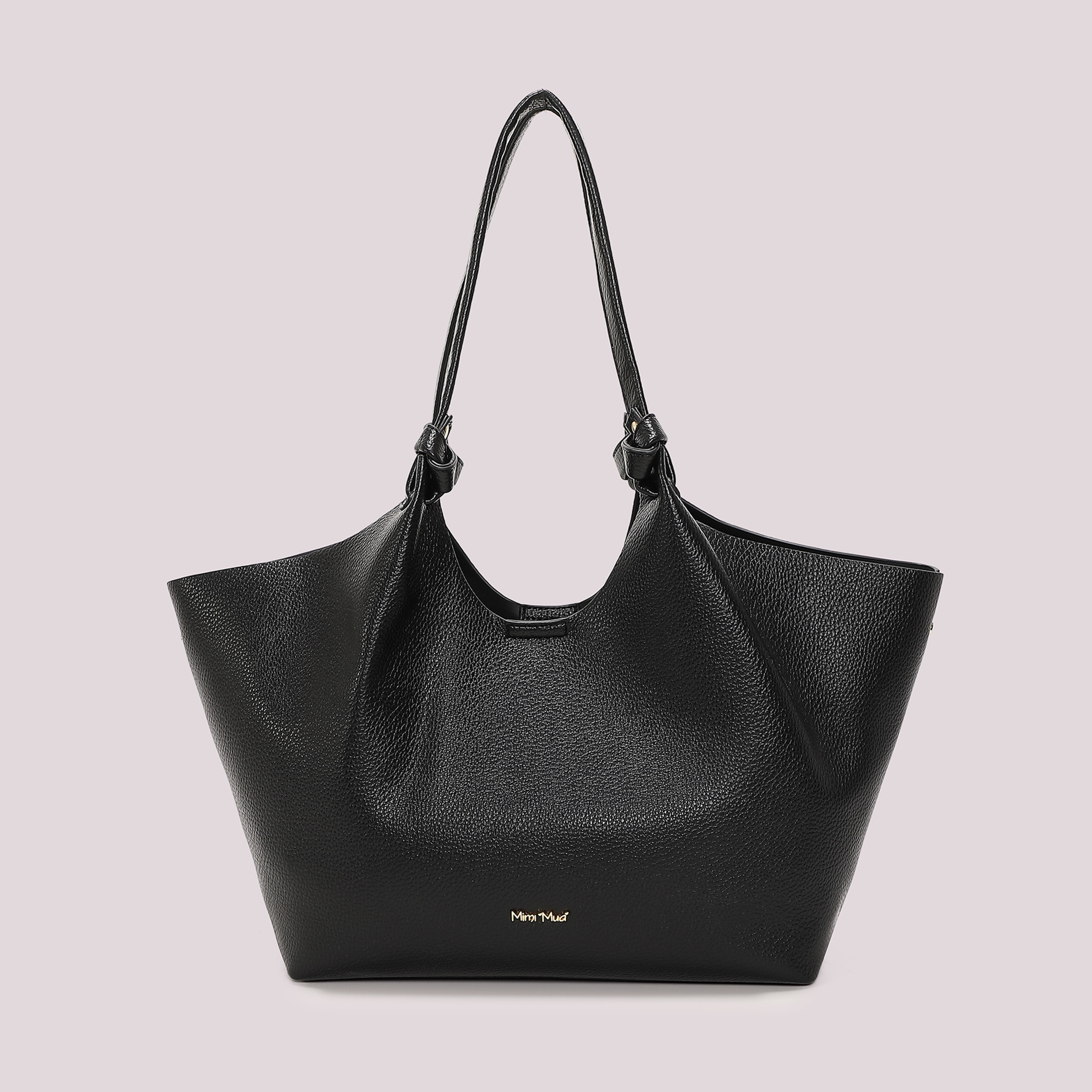 Mimi Mua borsa a spalla grande nera ecopelle