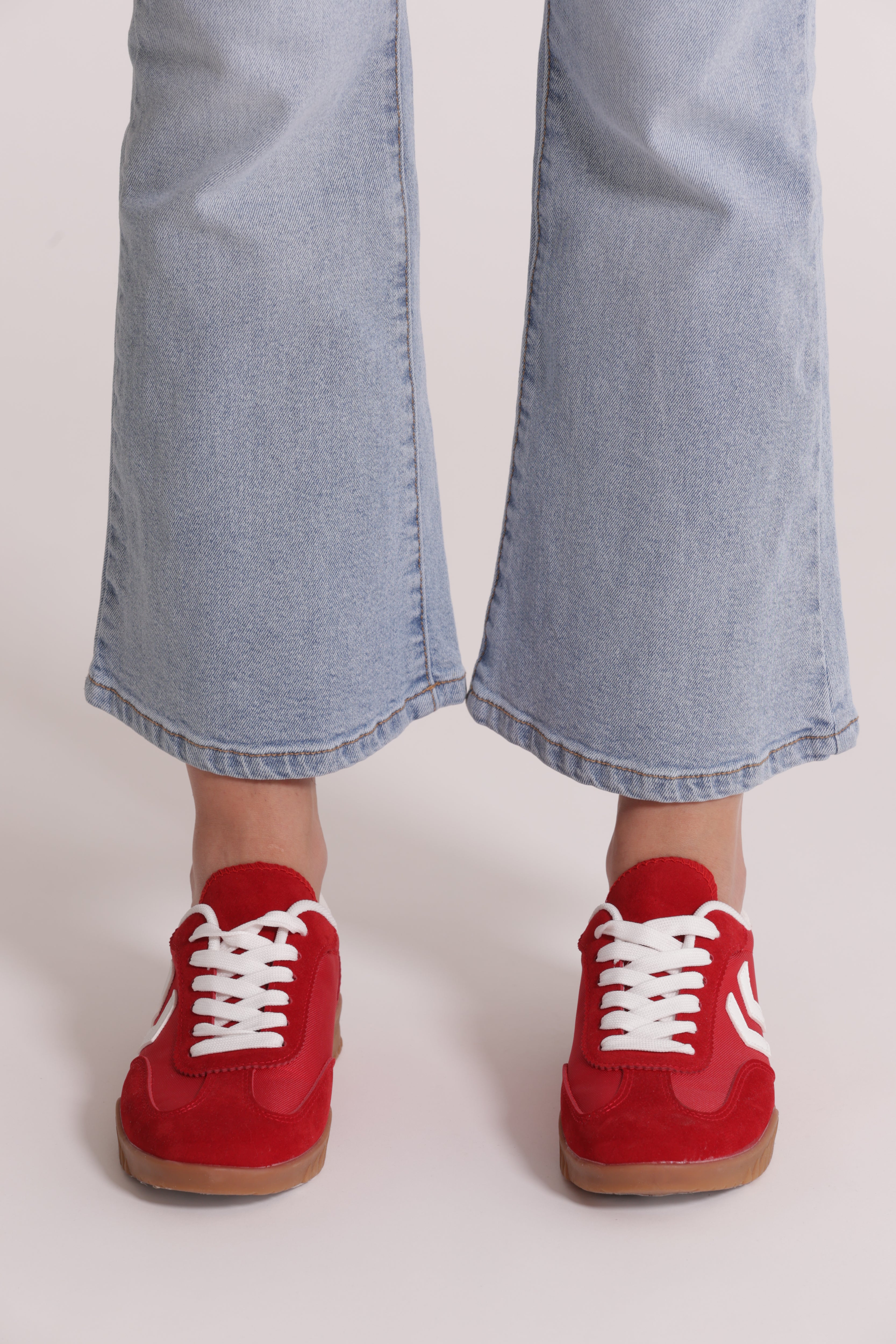 Mimi Mua jeans a zampa blu chiaro cotone