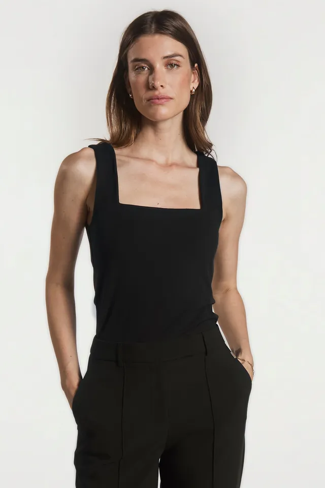 Aaiko Eef top nero scollo reversibile elasticizzato