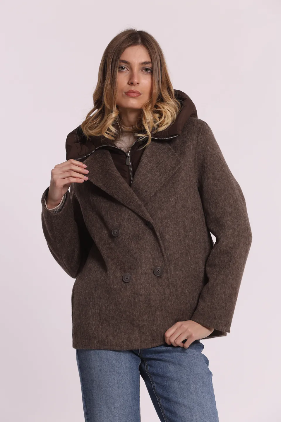 Mimi Mua Cappotto Corto Piumino Removibile Nero