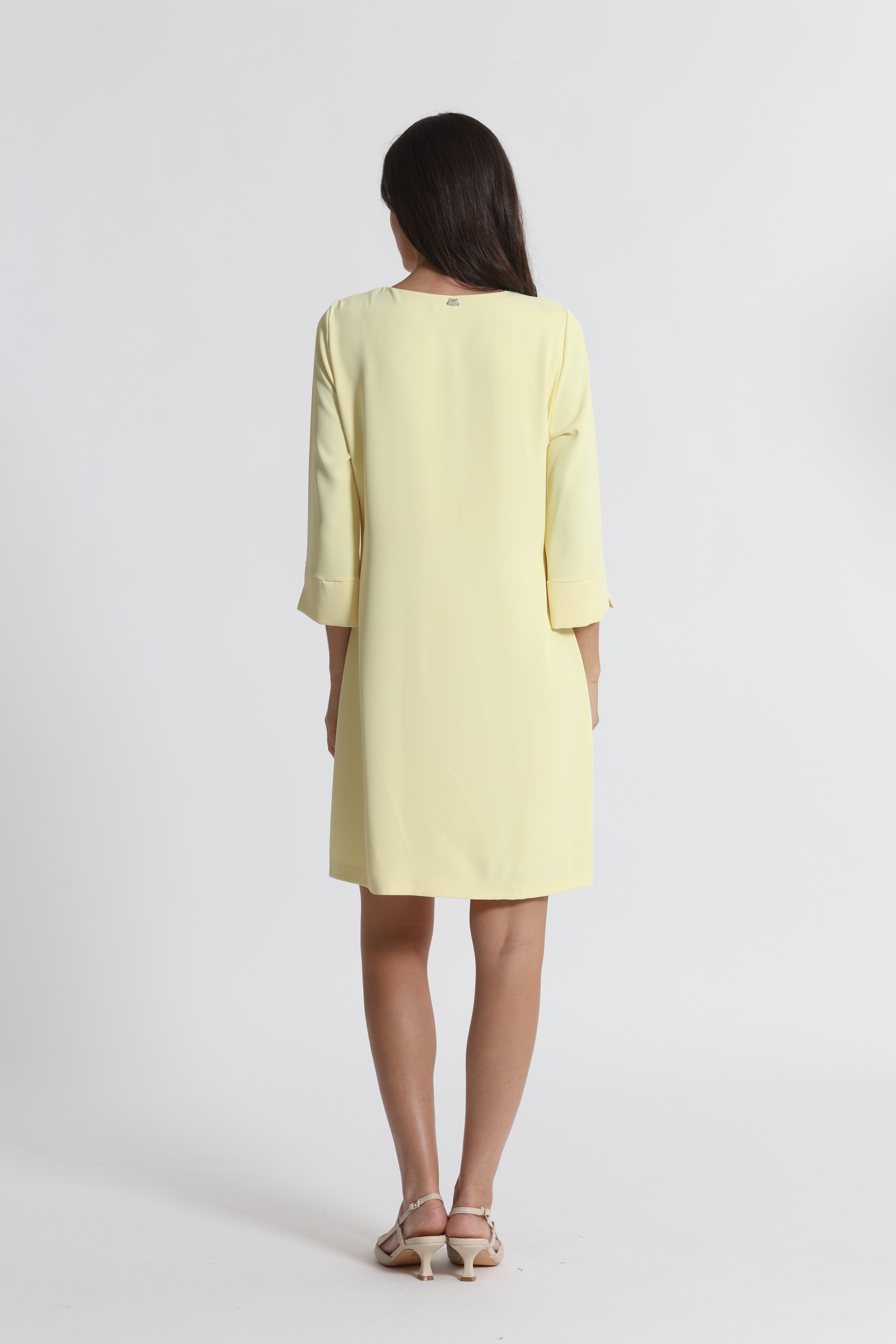 Mimi Mua Midi abito in cady giallo elasticizzato