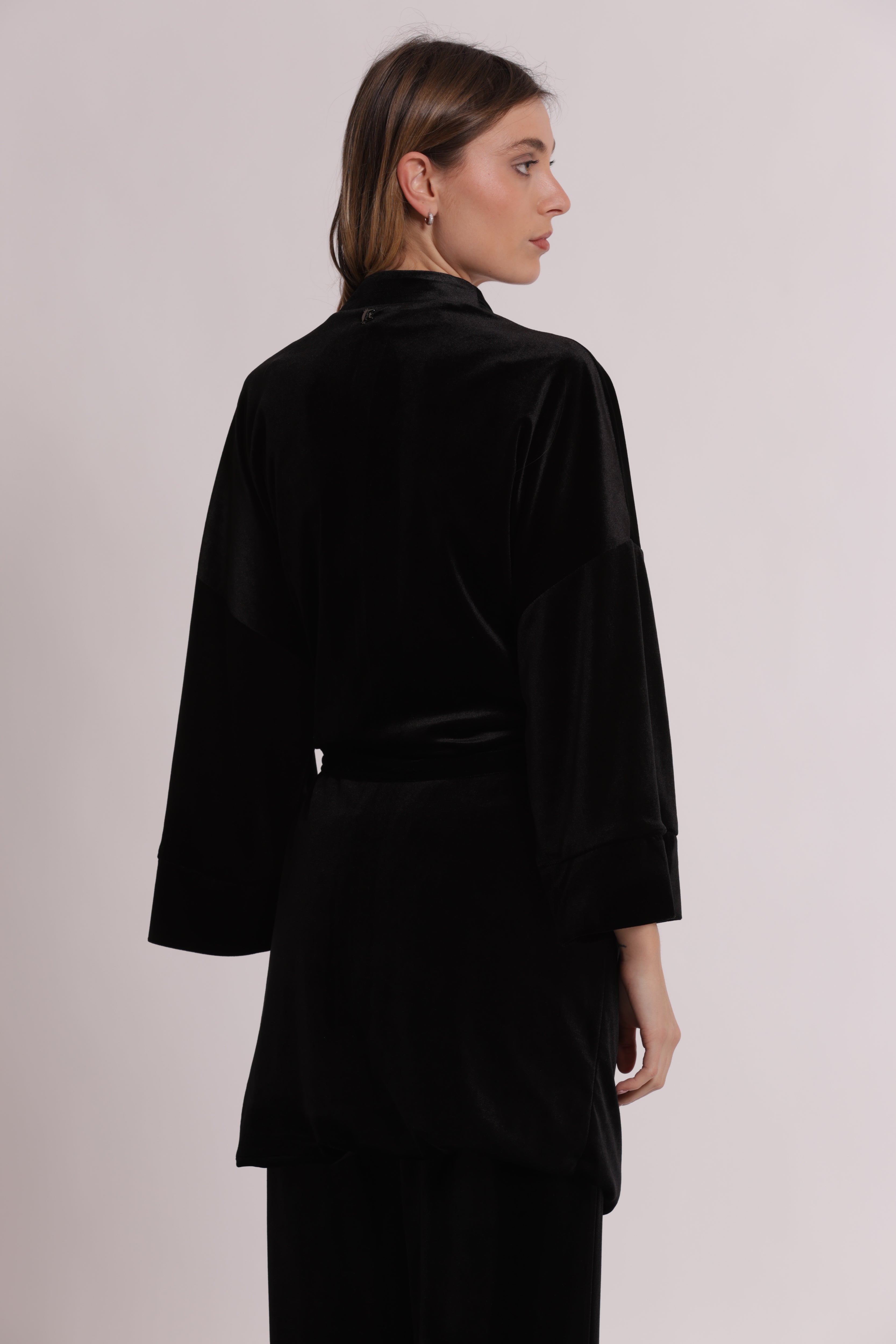 Mimi Mua kimono velluto giacca nero morbido