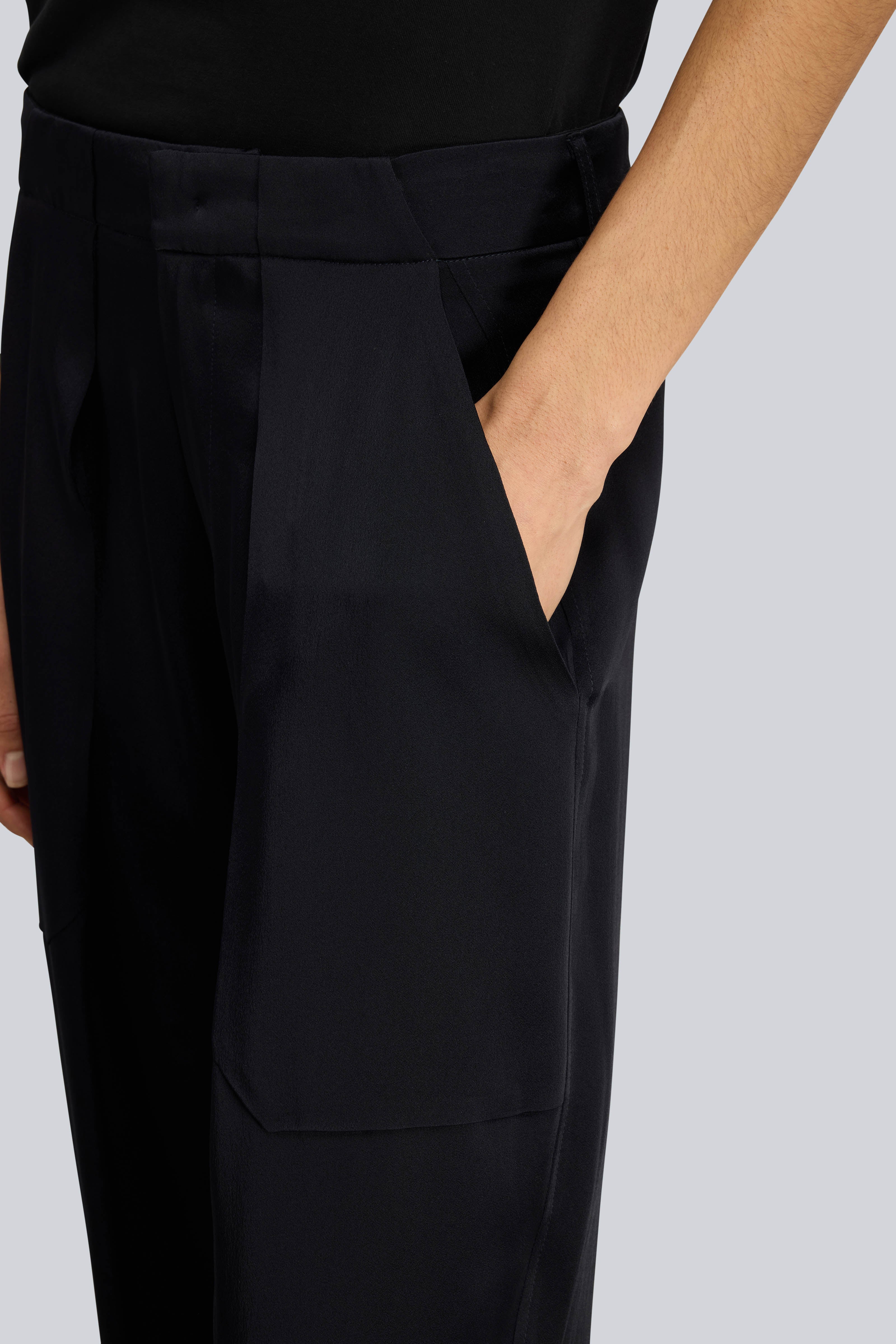 Semicouture Chantal Pantalone Envers Satin Blu Notte