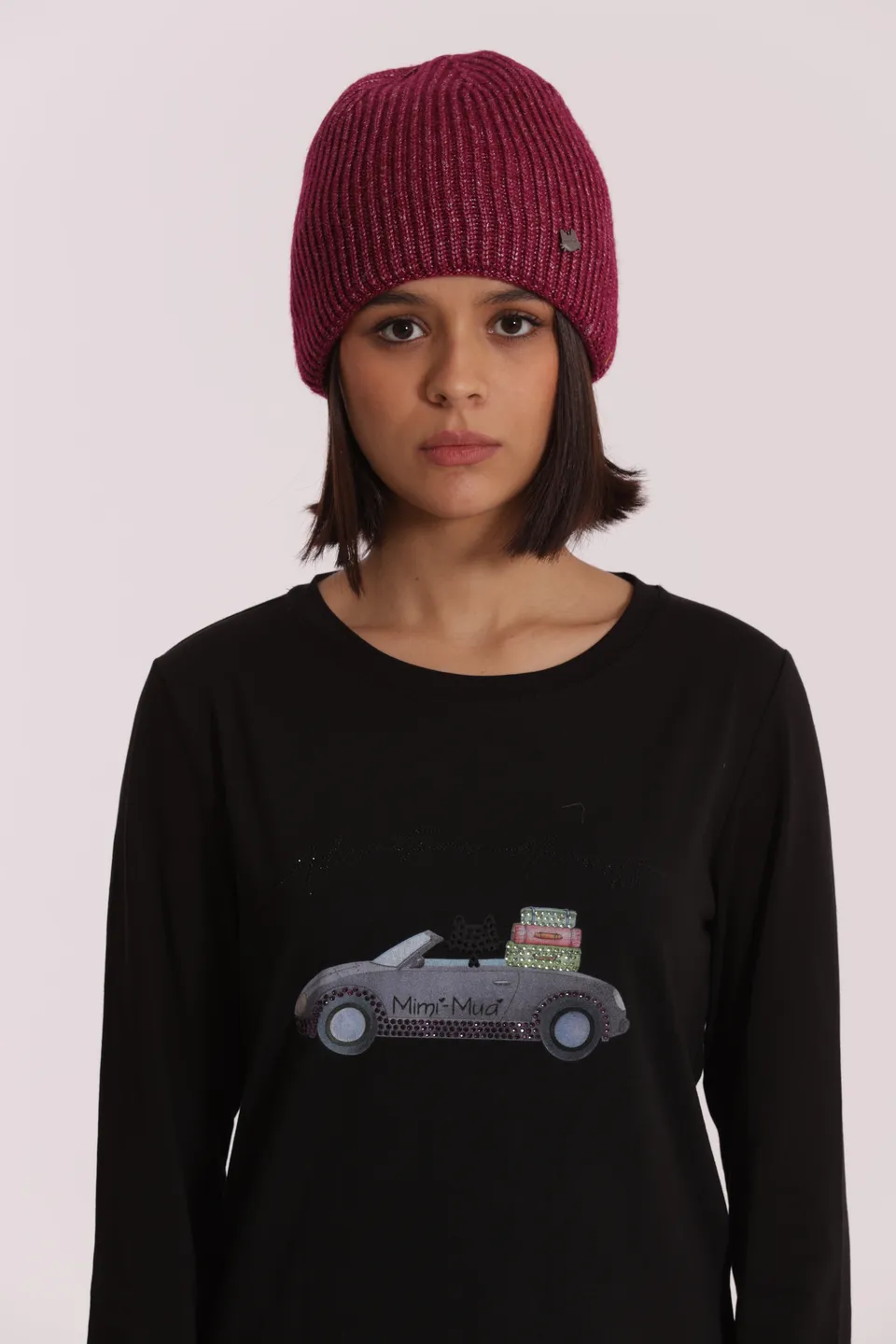 Mimi Mua Berretto Tinta Unita cappello nero lurex