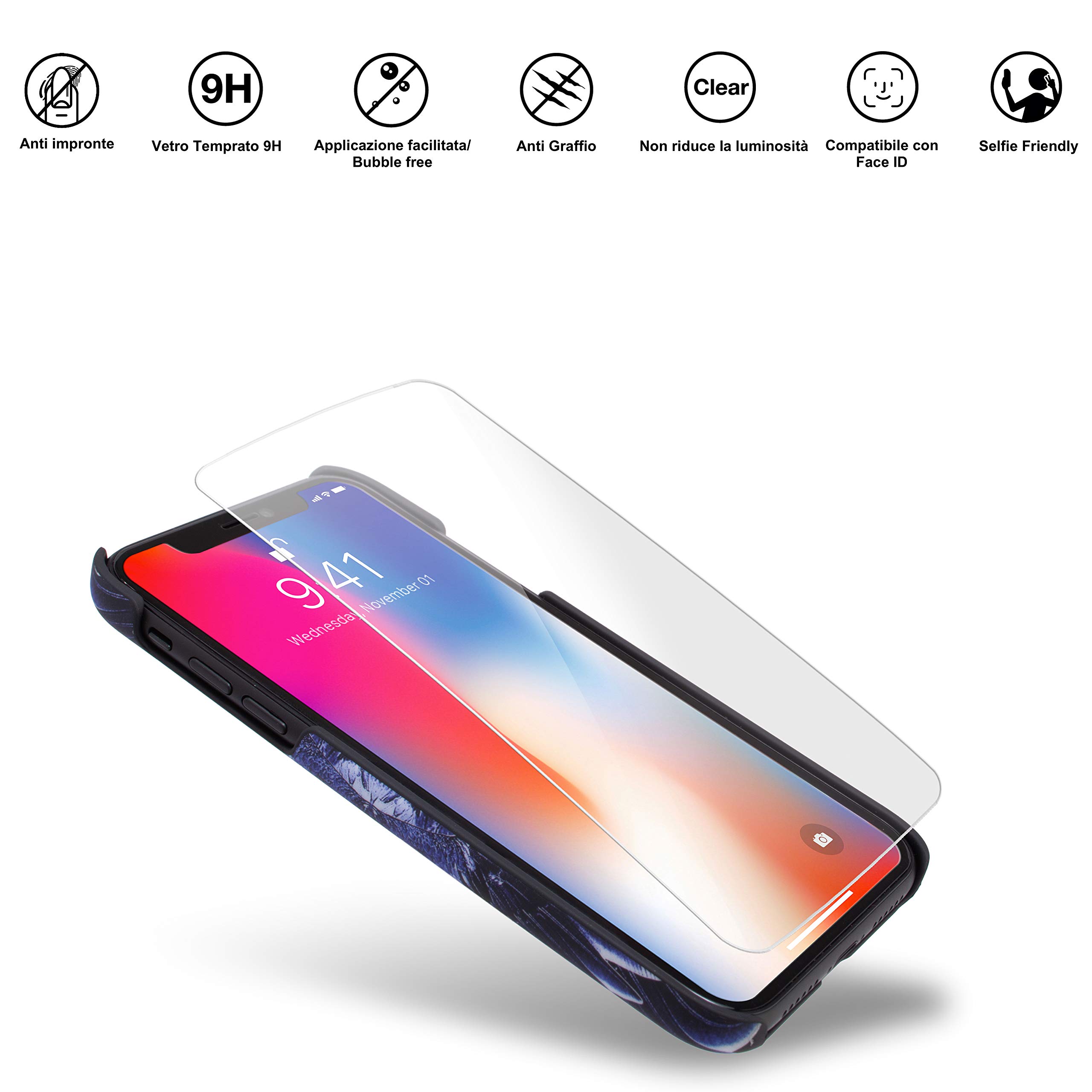 Marcelo Burlon County of Milan cover iPhone XR + vetro rigida antiurto