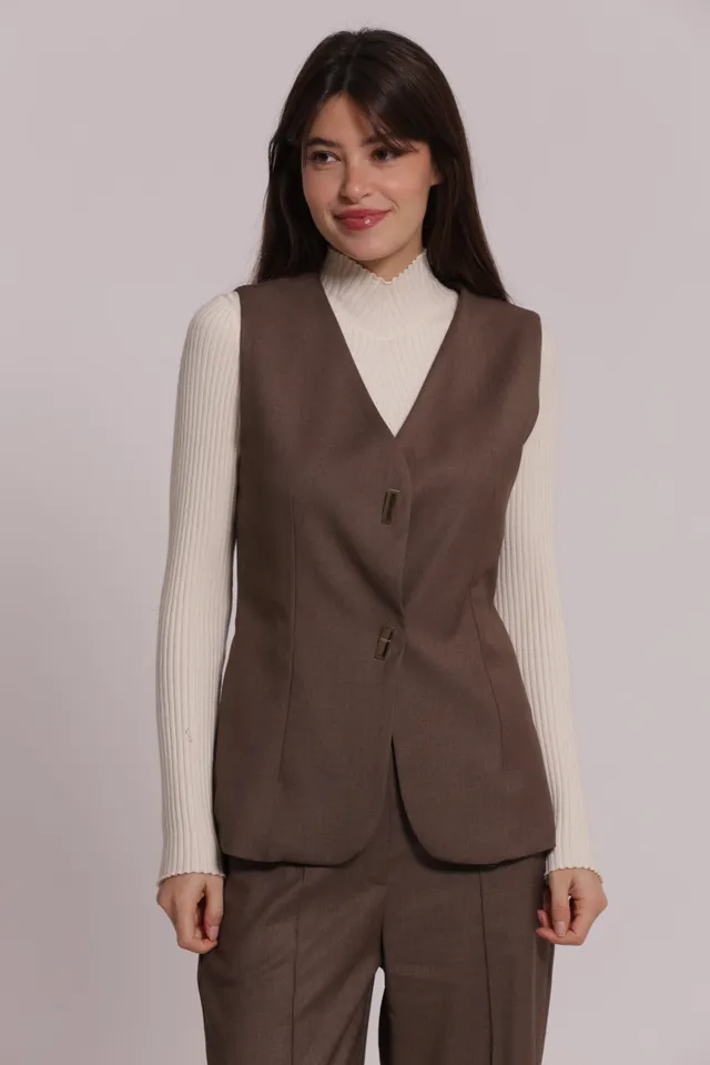 Mimi Mua Gilet con Bottoni Metallici nero