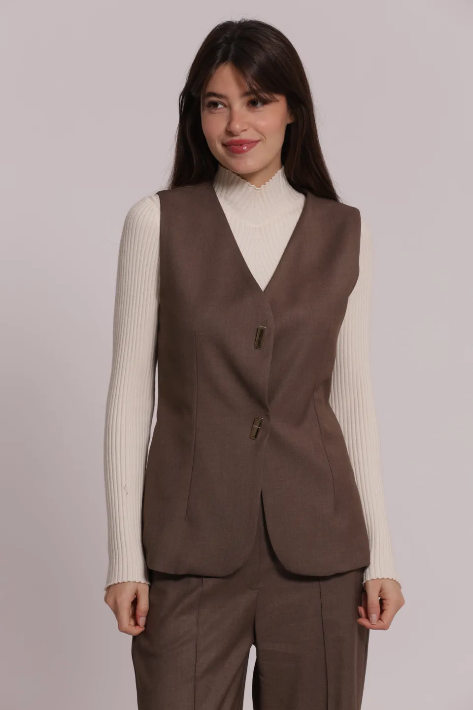 Mimi Mua Gilet con Bottoni Metallici nero