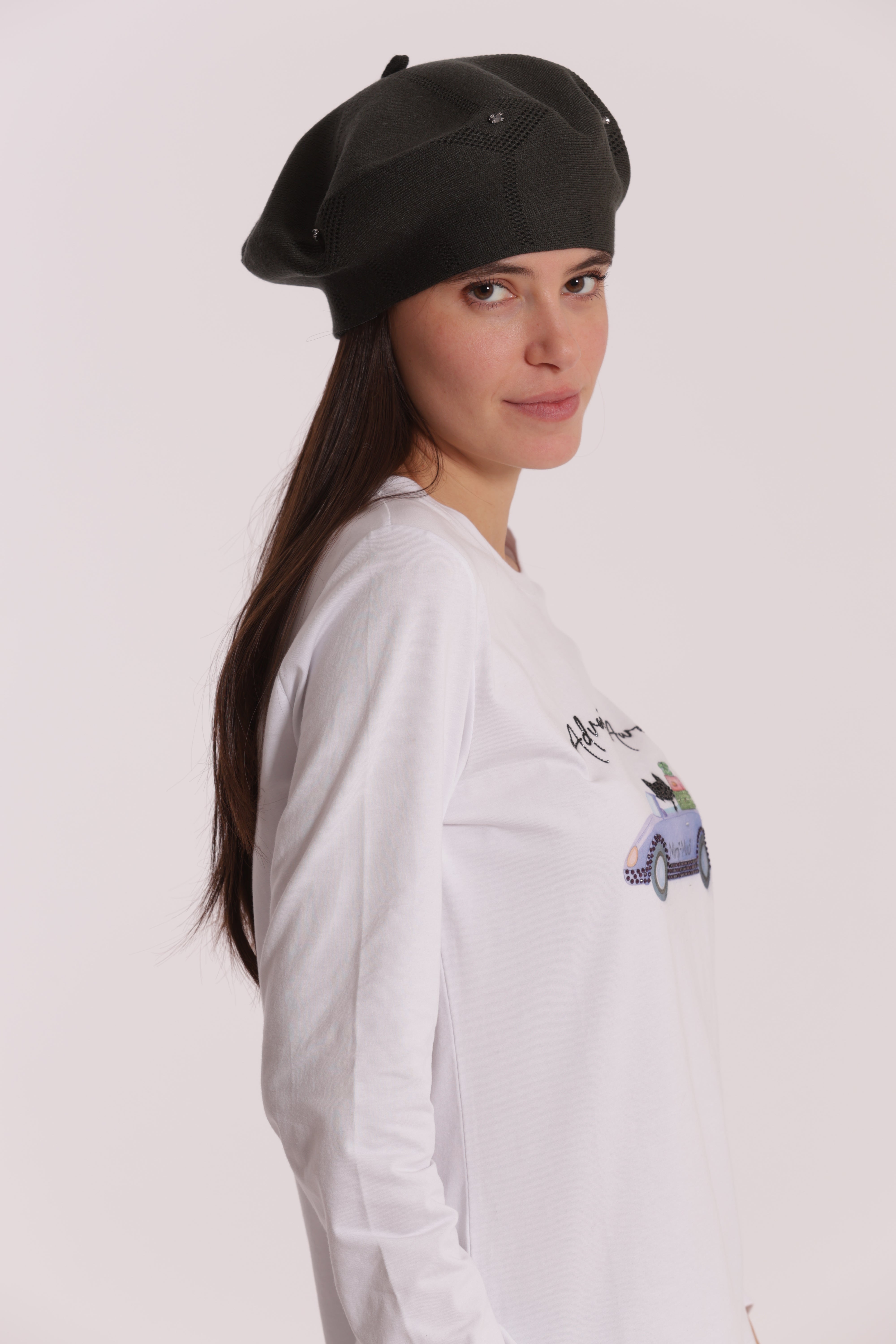 Mimi Mua Basco con Rivetto Strass Cappello Nero