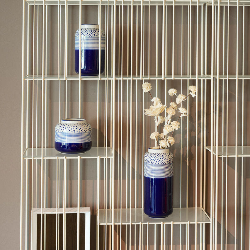 On Earth Cooperative Collection Dot Stripes vaso ceramica blu 30 cm