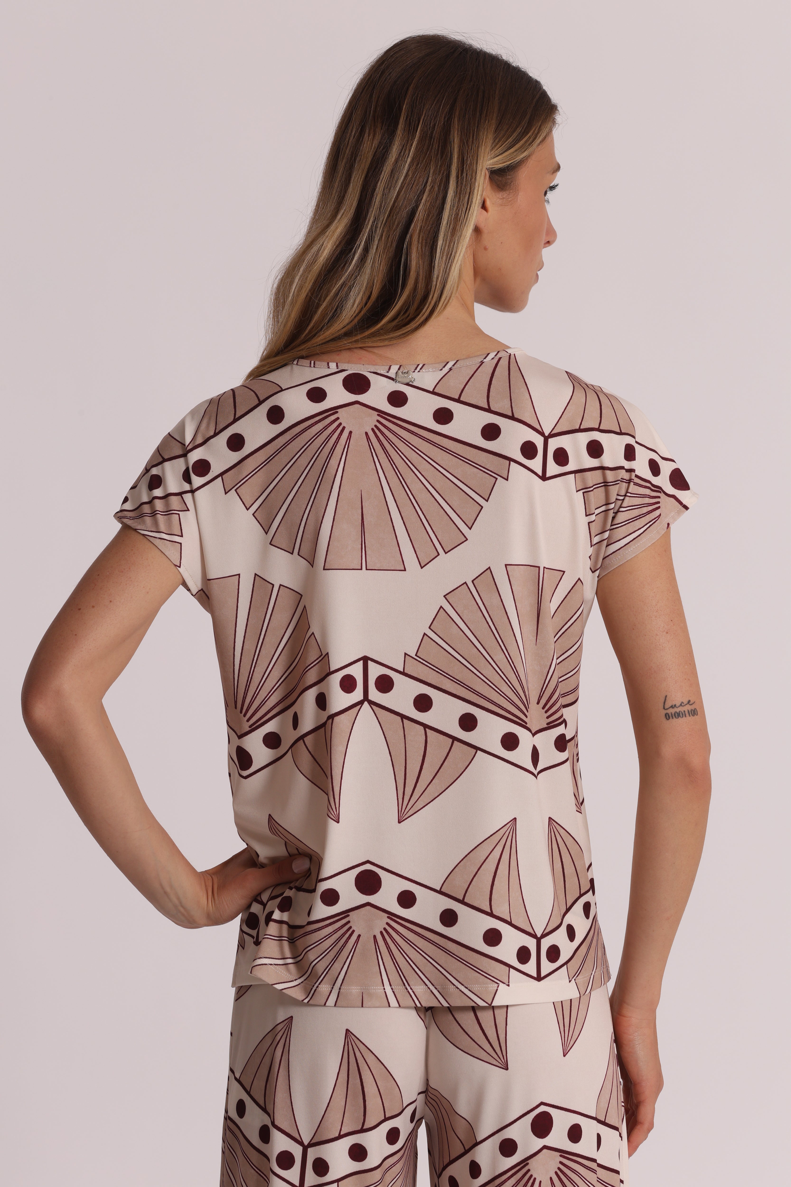Mimi Mua Blusa Maniche Corte ITY Camicetta Panna