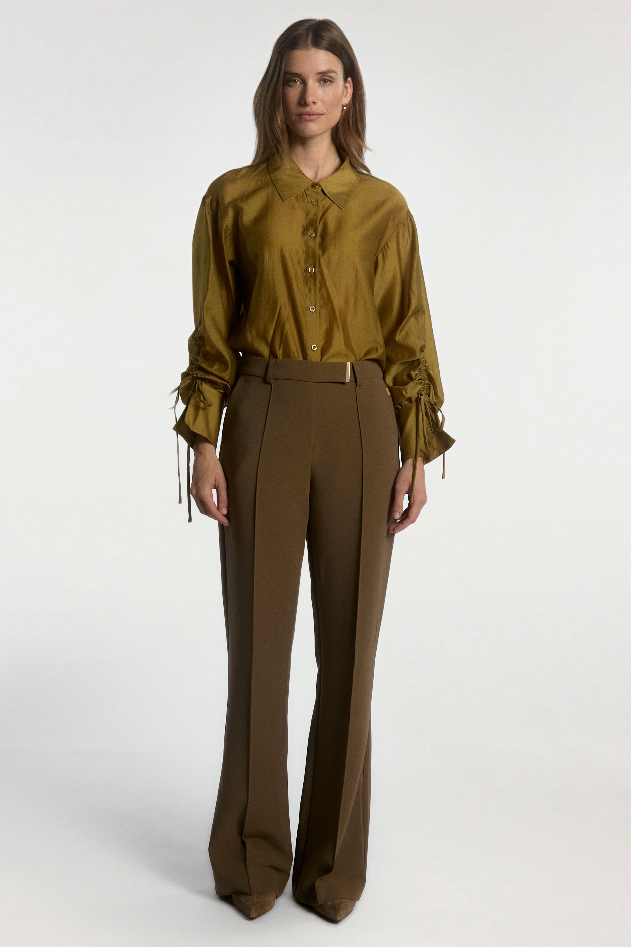 Aaiko Marel camicia curry maniche con fiocco