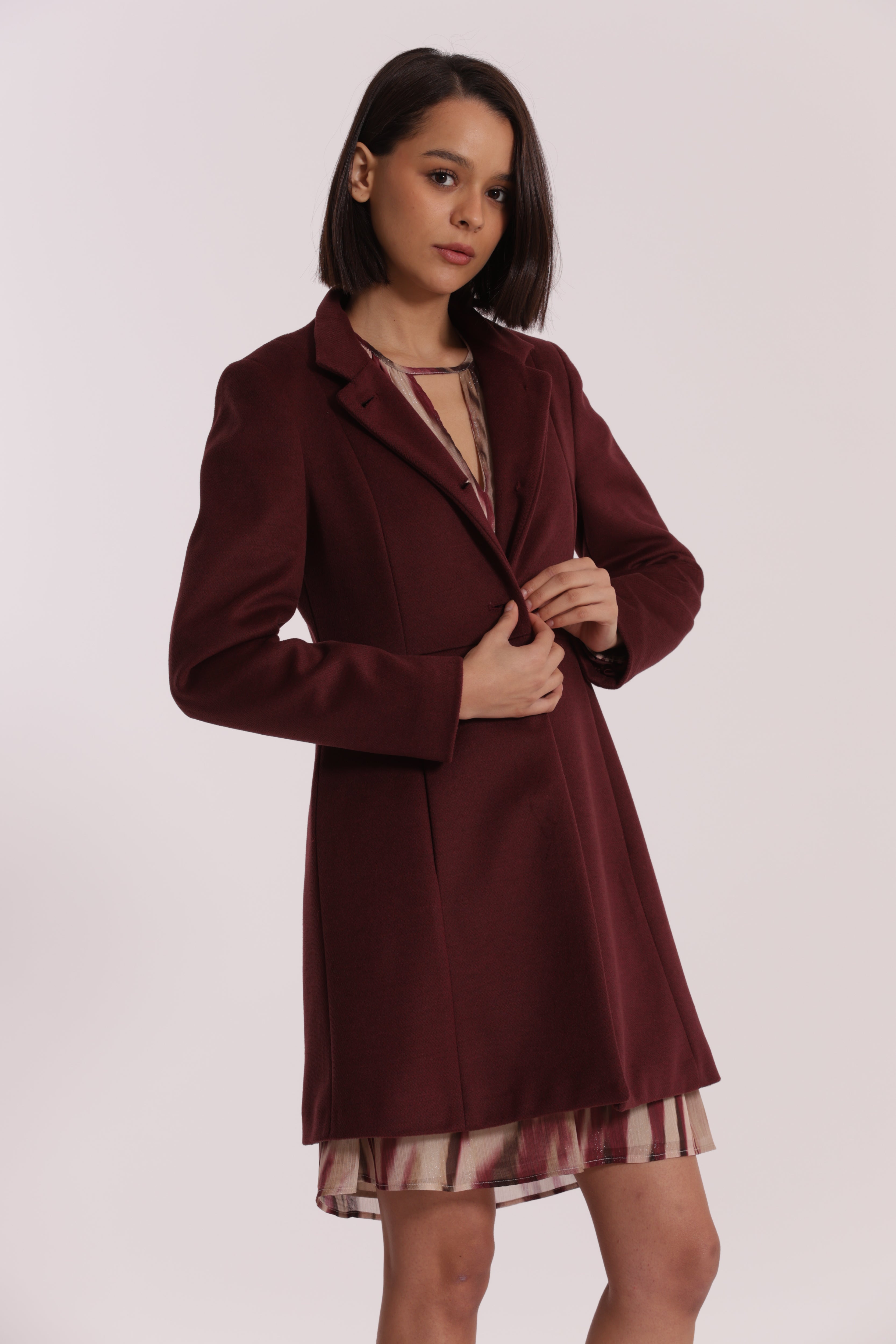 Mimi Mua Cappotto Baronetto Collo Coreana Nero
