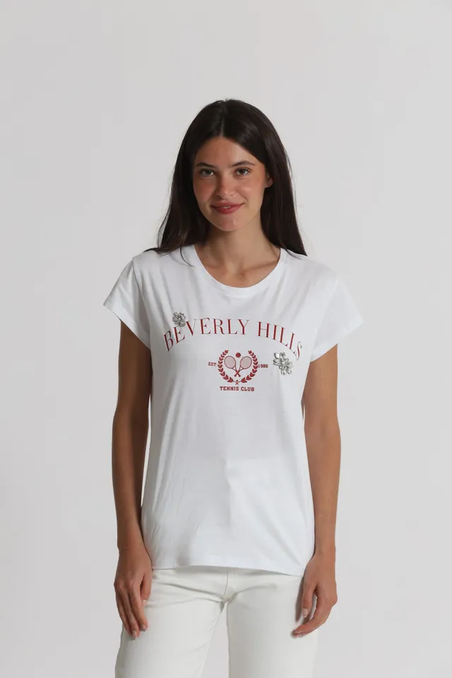 Mimi Mua T-shirt Beverly Hills Strass Cotone