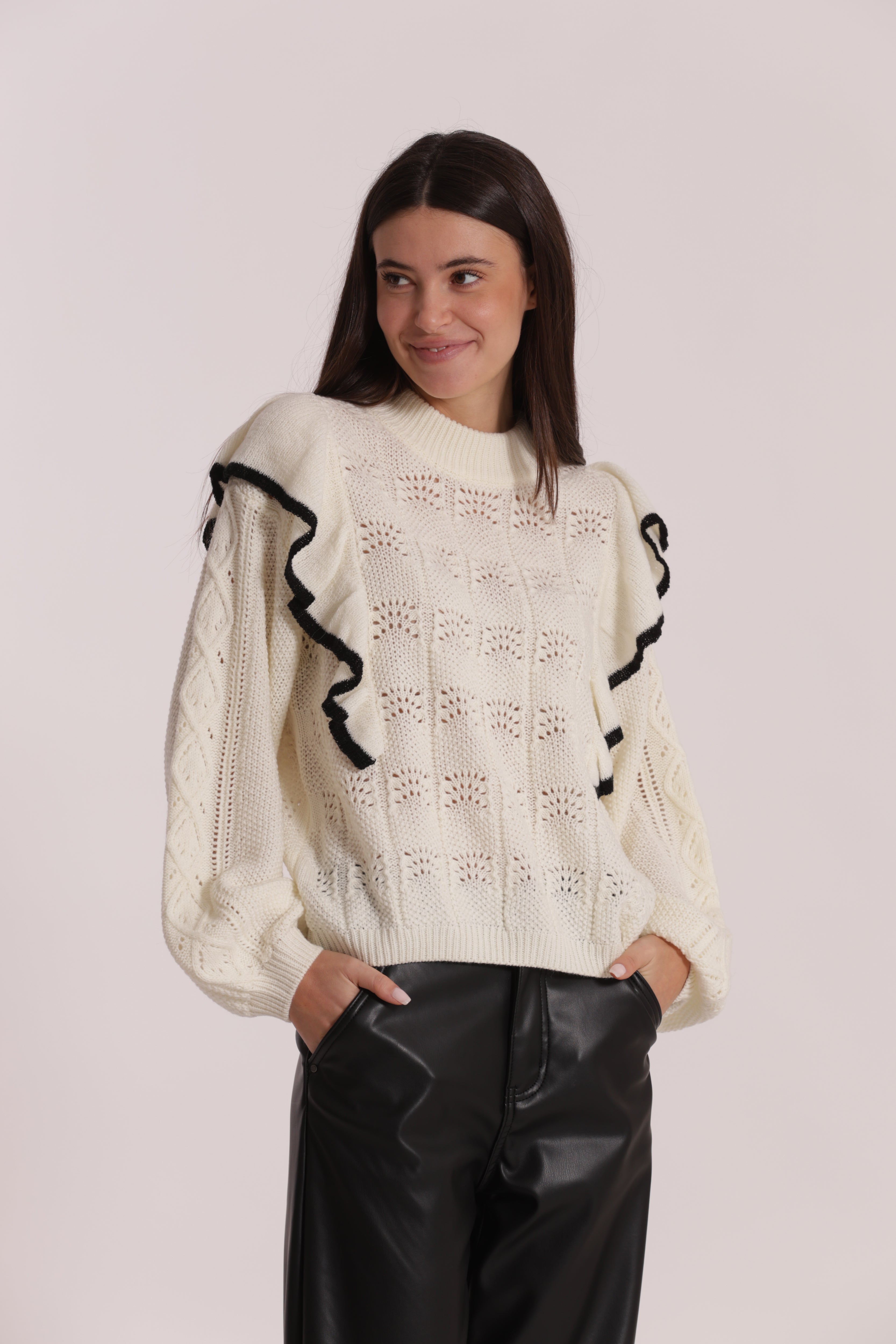 Mimi Mua Maglia con Rouge Bicolor nera calda
