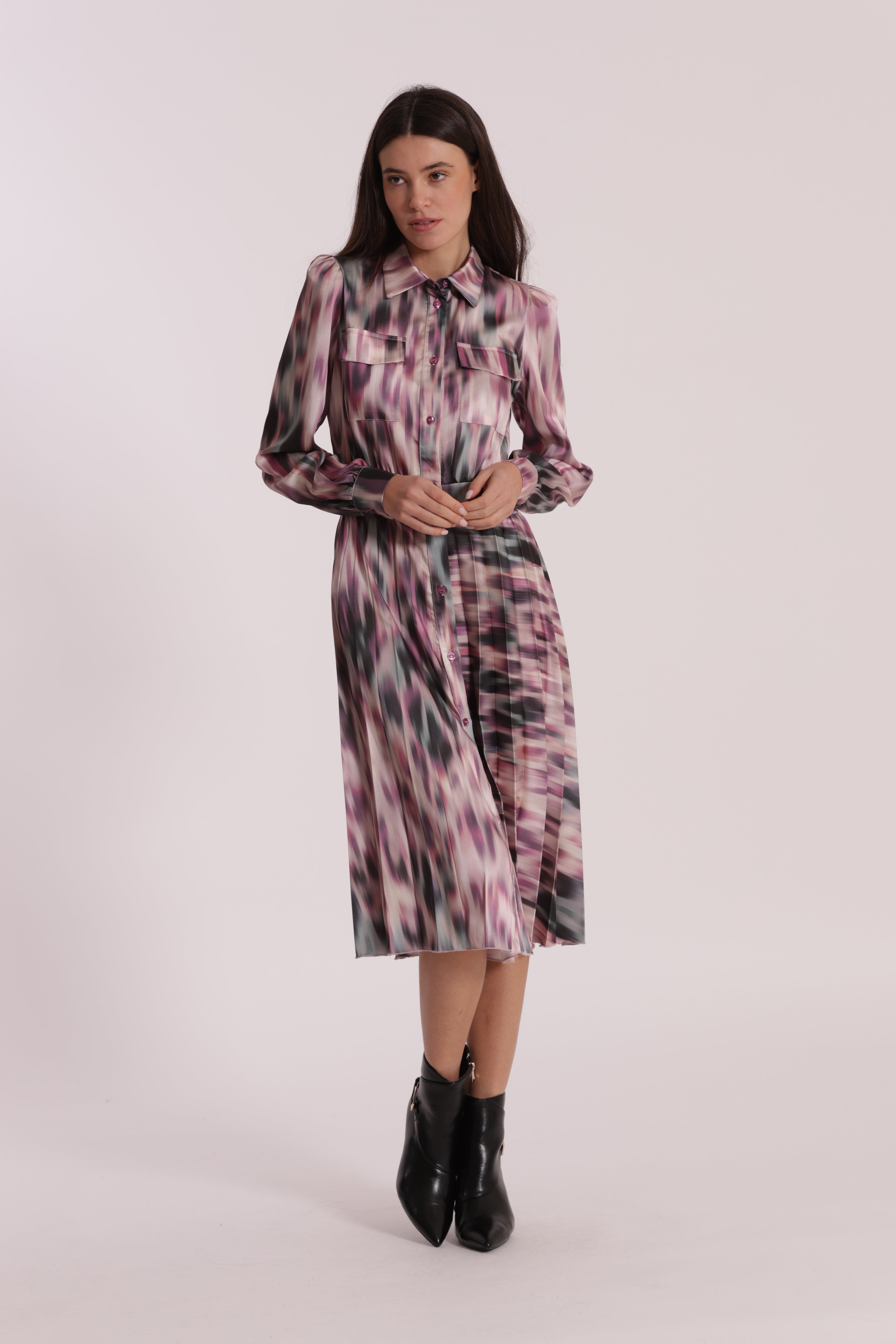 Mimi Mua Abito Chemisier Fusion Vestito Mosto Fantasia