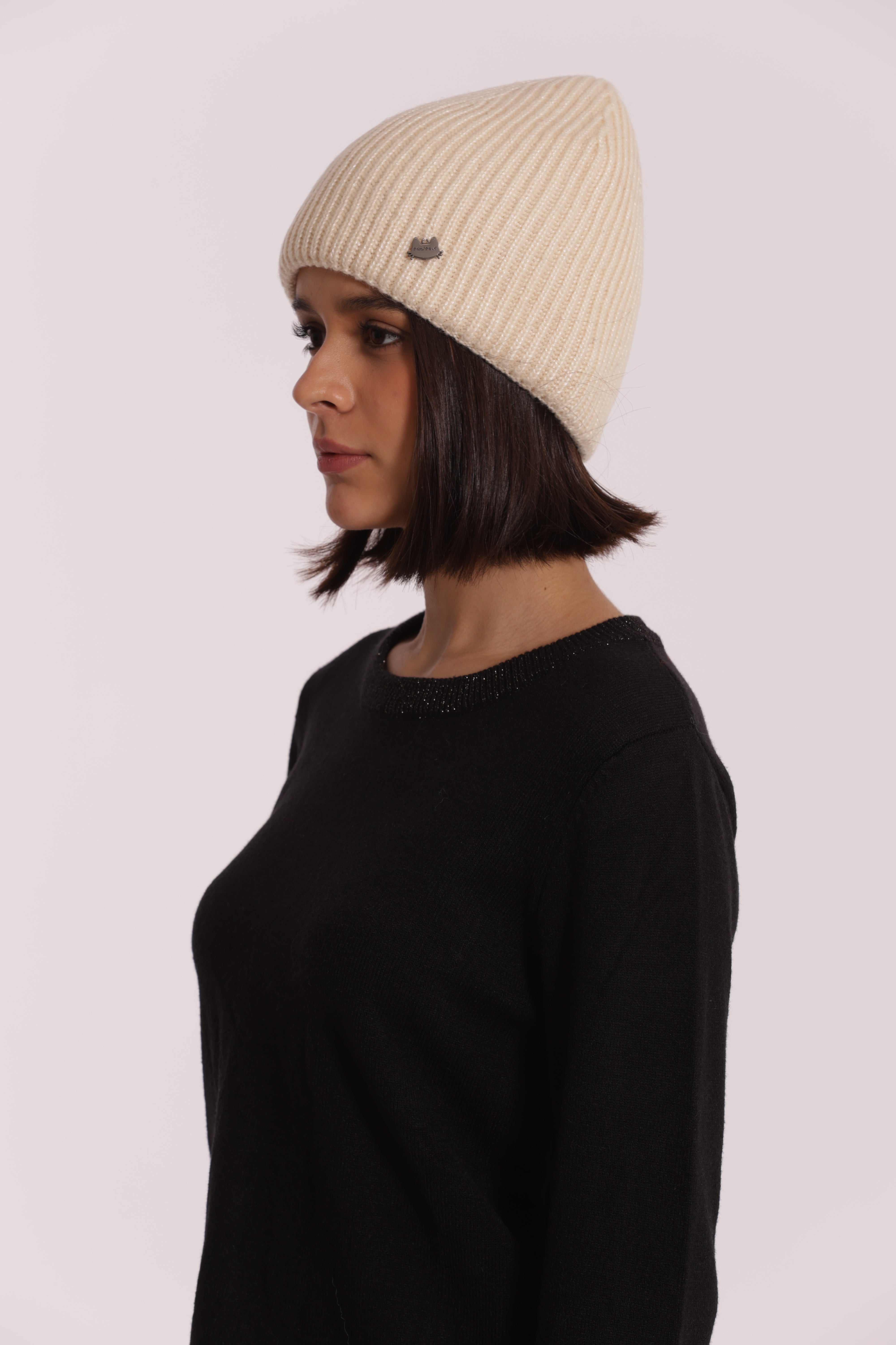 Mimi Mua Berretto Tinta Unita cappello nero lurex