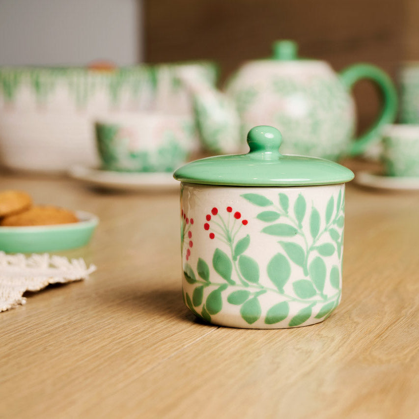 On Earth Cooperative Collection Flora barattolo ceramica verde