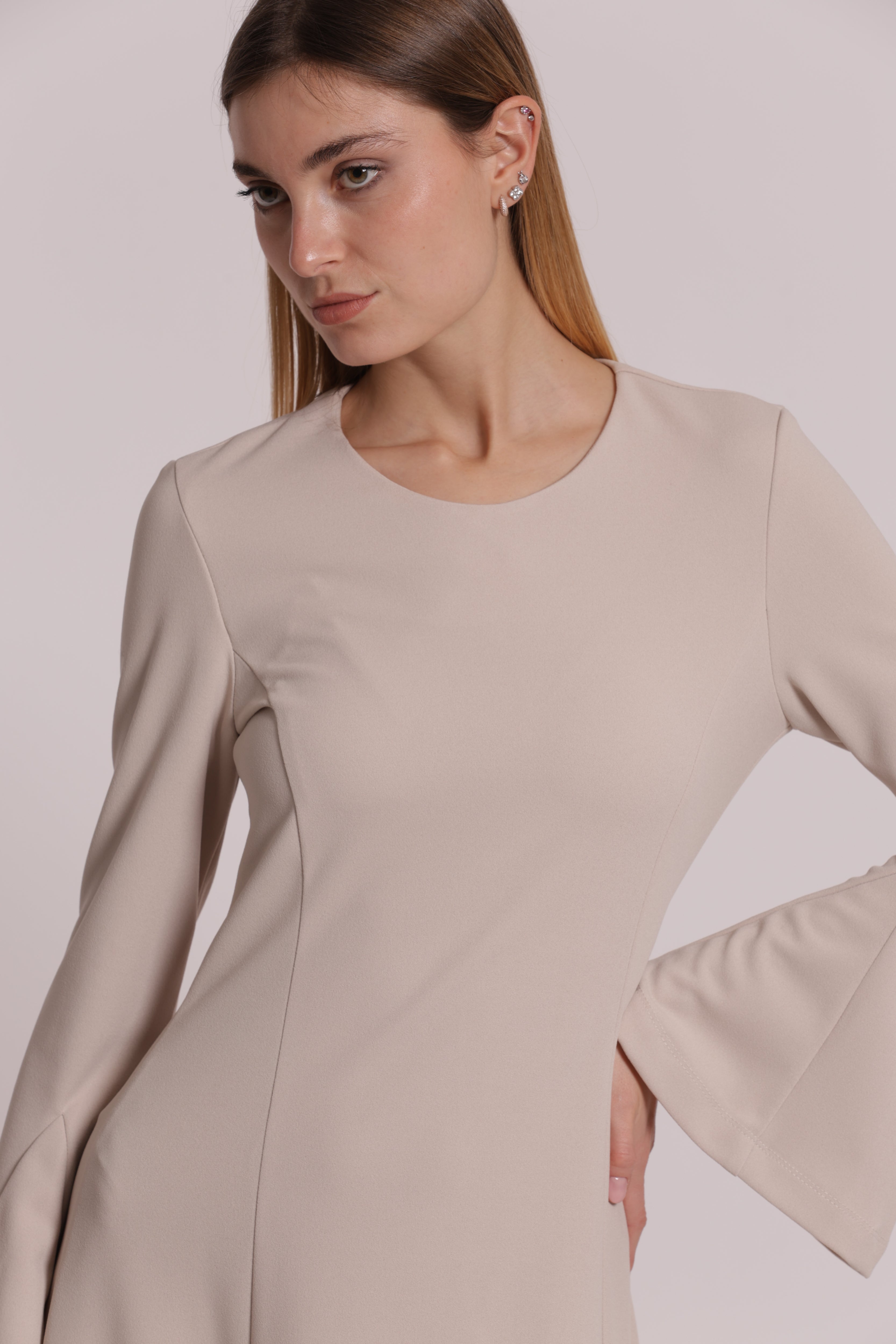 Mimi Mua Abito Lungo Scuba Crepe Tulipano Nero