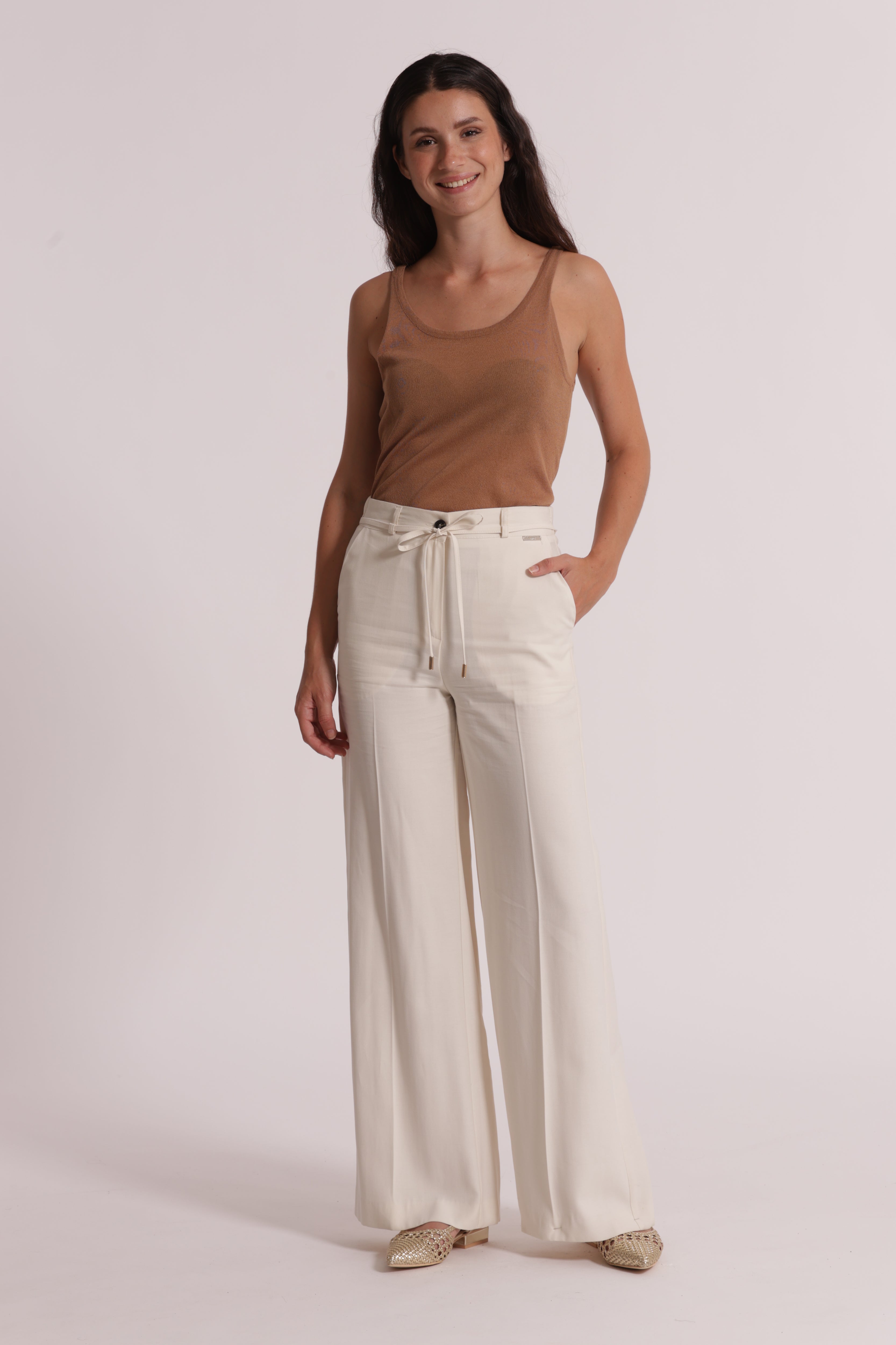 Mimi Mua pantalone palazzo elastico latte fluido