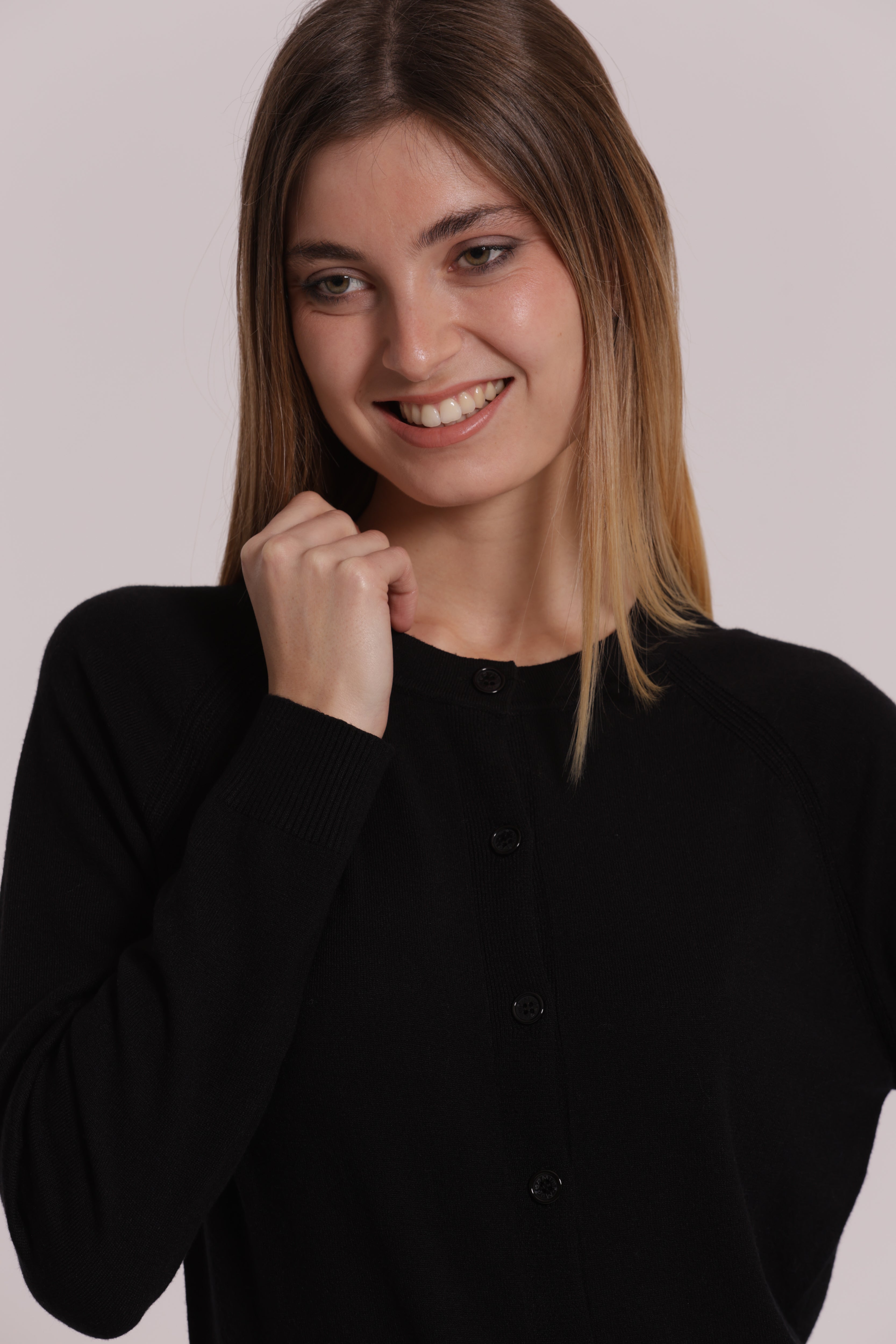 Mimi Mua Maglia Cardigan Scollo Tondo nero viscosa