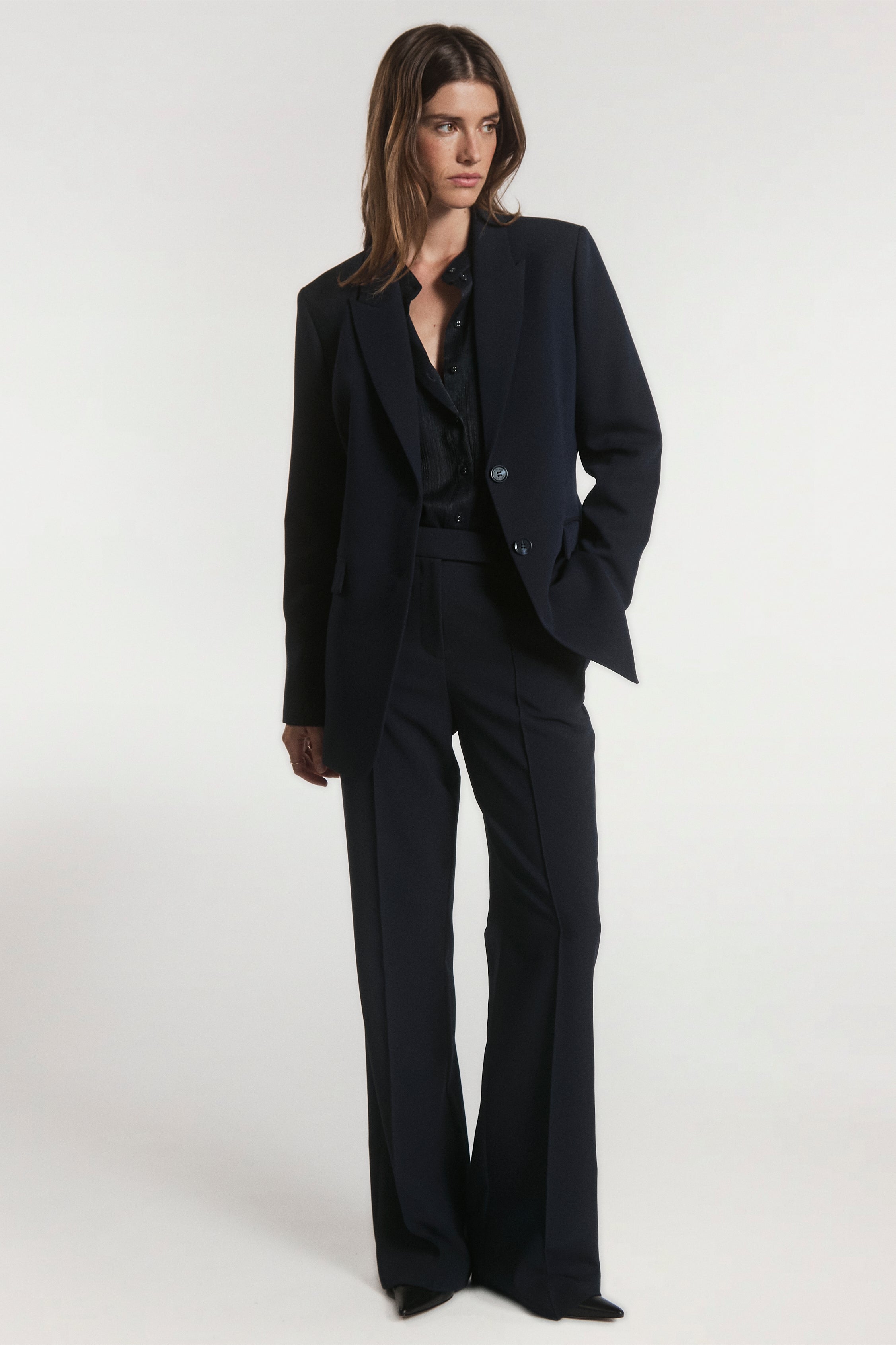Aaiko Chantalle pantaloni blu gamba larga